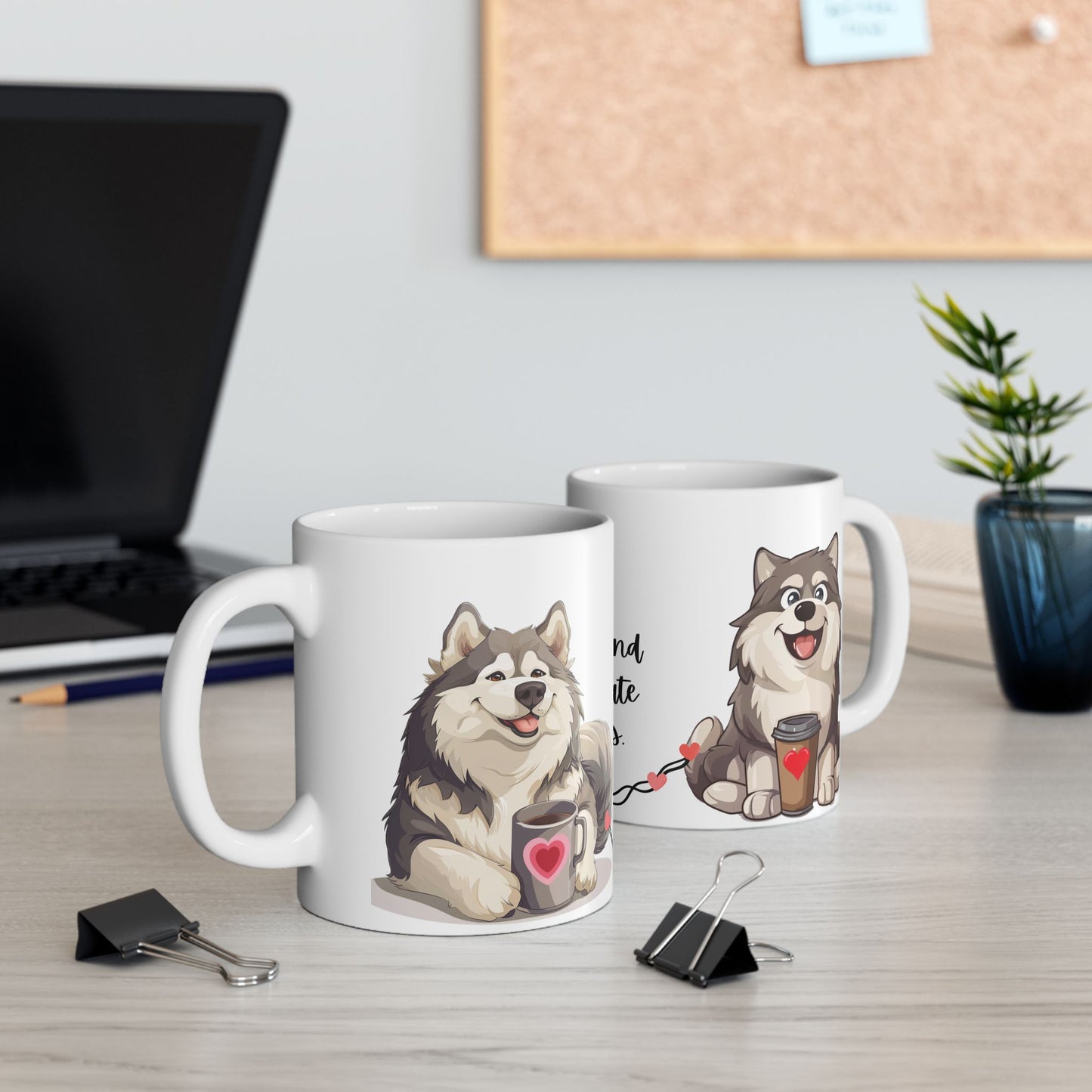 Coffee and Malamute Cuddles - Ceramic Mug, (11oz, 15oz) - 10649