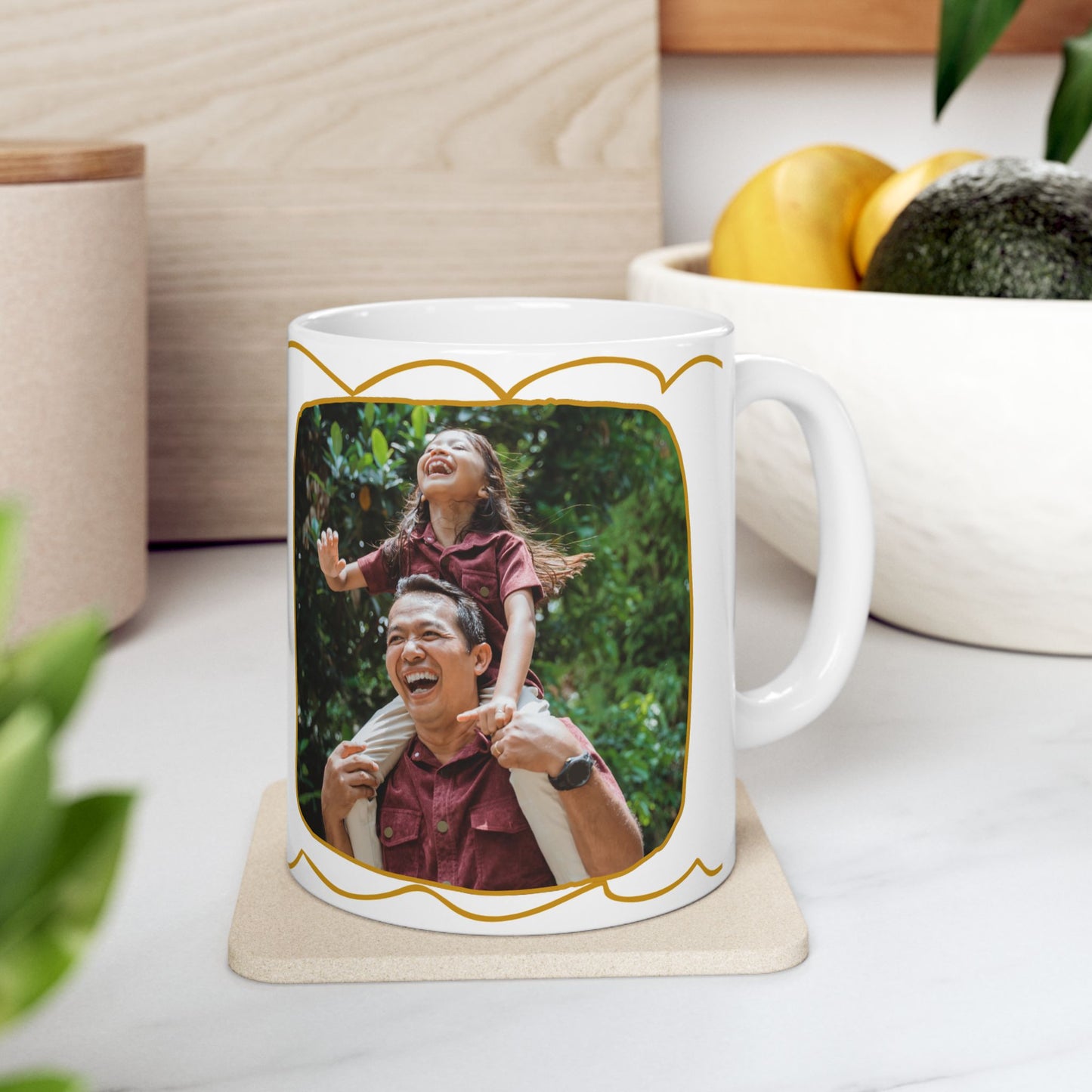 Best Dad Ever, Personalized Ceramic Mug, Fun Gift for Coffee Lovers, Custom Photo Mug - 14003