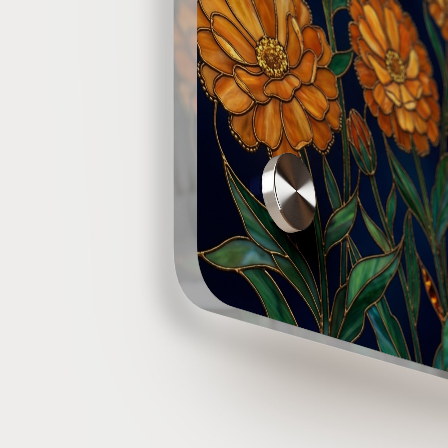 Marigold Bloom Acrylic Wall Art Panel — Botanical Floral Home Decor - 14608
