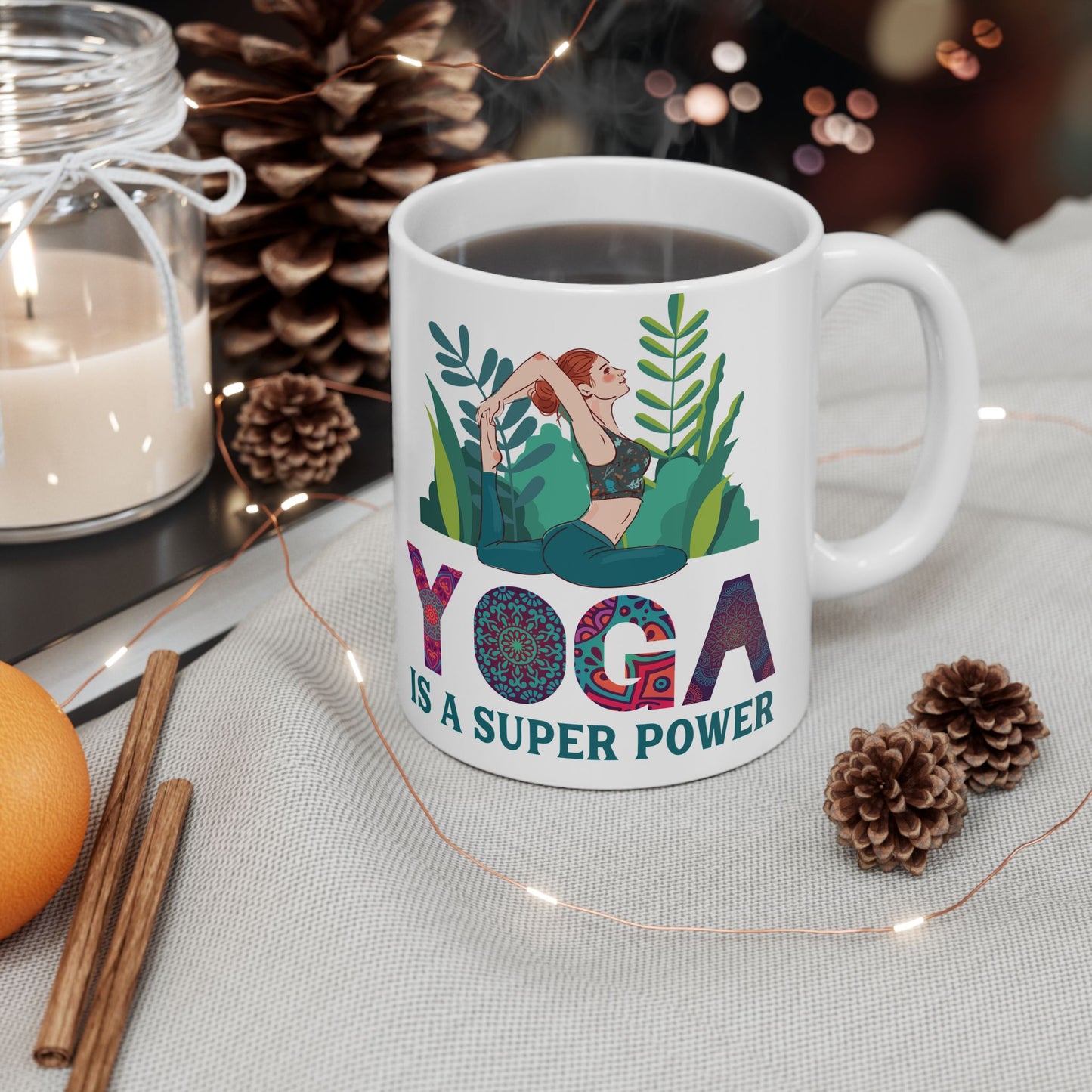 Yoga Power Ceramic Mug – Positive Affirmation Coffee Cup, Yoga Lover Gift - 13152
