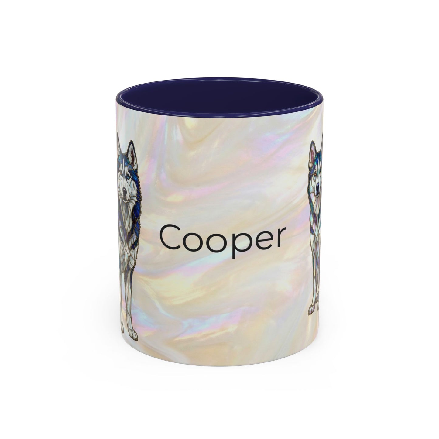 Personalized Husky Accent Coffee Mug – Stained Glass Design (11/15oz) - 14543