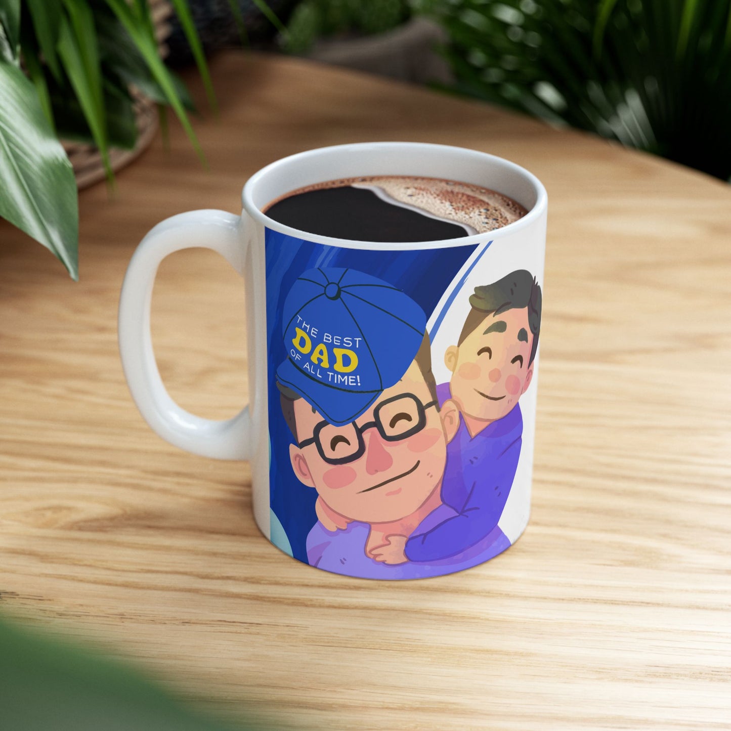 Father's Day Ceramic Mug, Best Dad Ever Gift, Cute Dad Coffee Cup, Blue Themed Dad Mug, Fun Father's Day Present - 14038