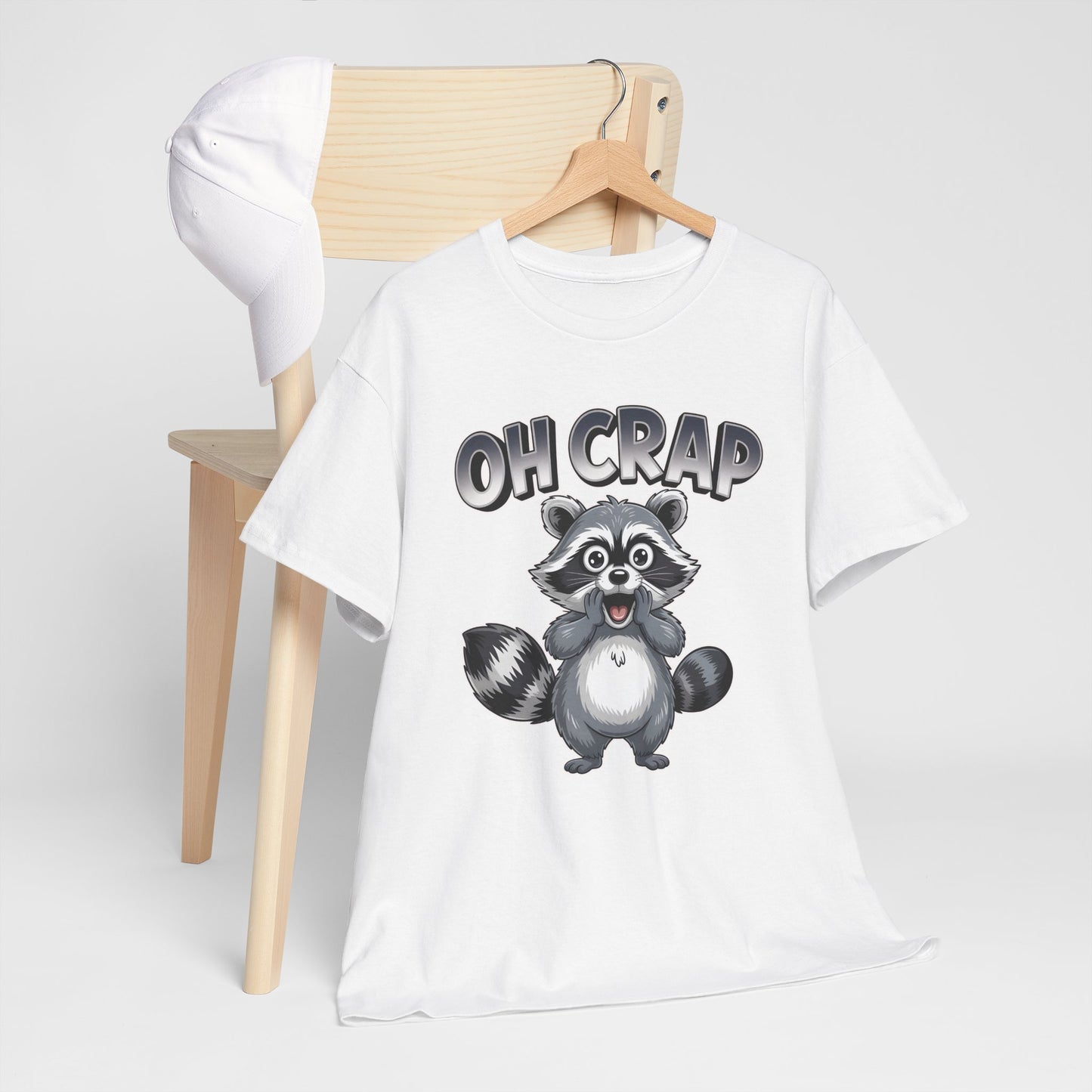 Funny Raccoon T-Shirt – “Oh Crap” Cute Meme Reaction Animal Tee Gift - 14855