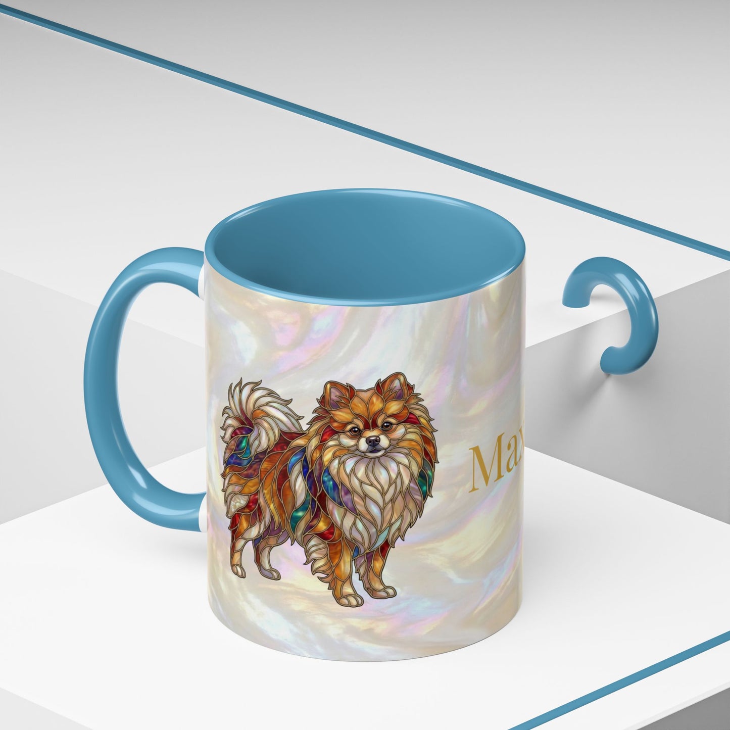 Pomeranian Accent Coffee Mug — Stained Glass Design (11/15oz) - 14638