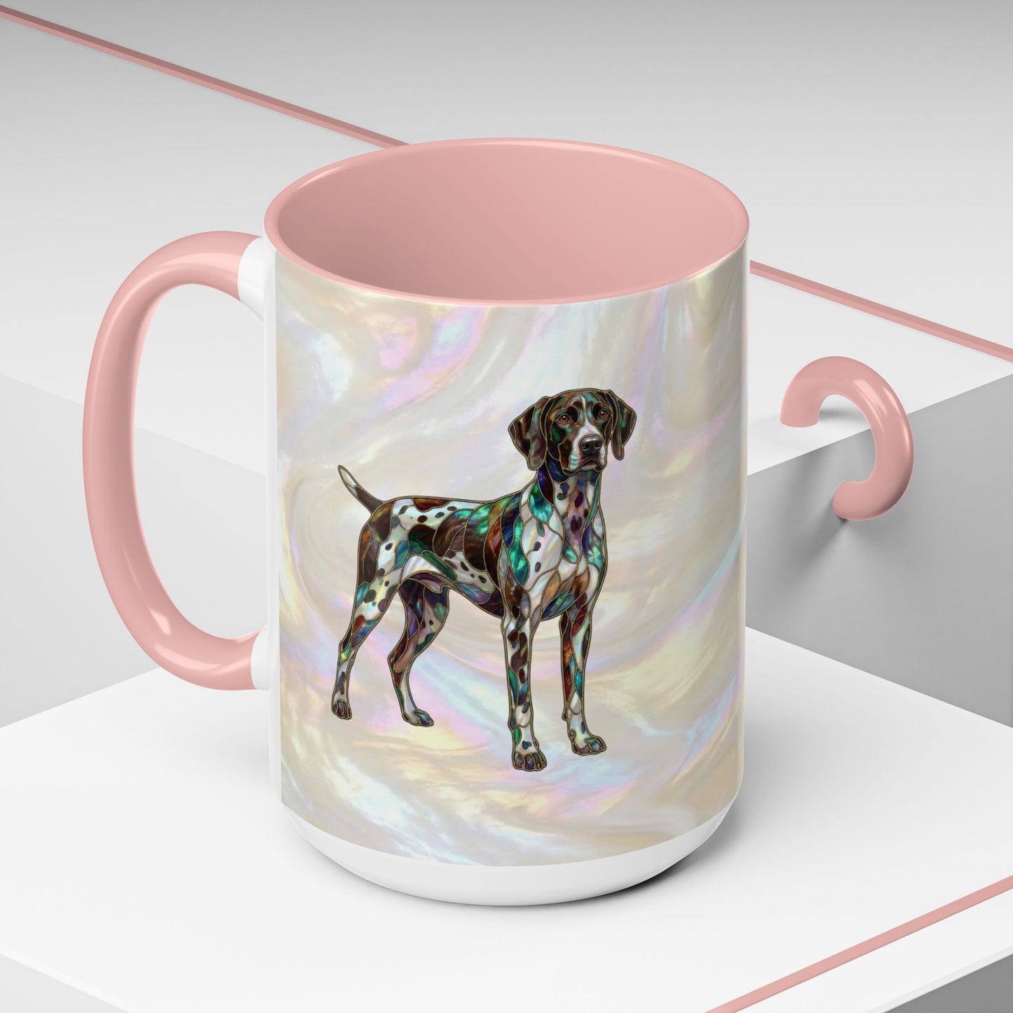 German Shorthaired Pointer Accent Coffee Mug — Stained Glass Design (11/15oz) - 14634