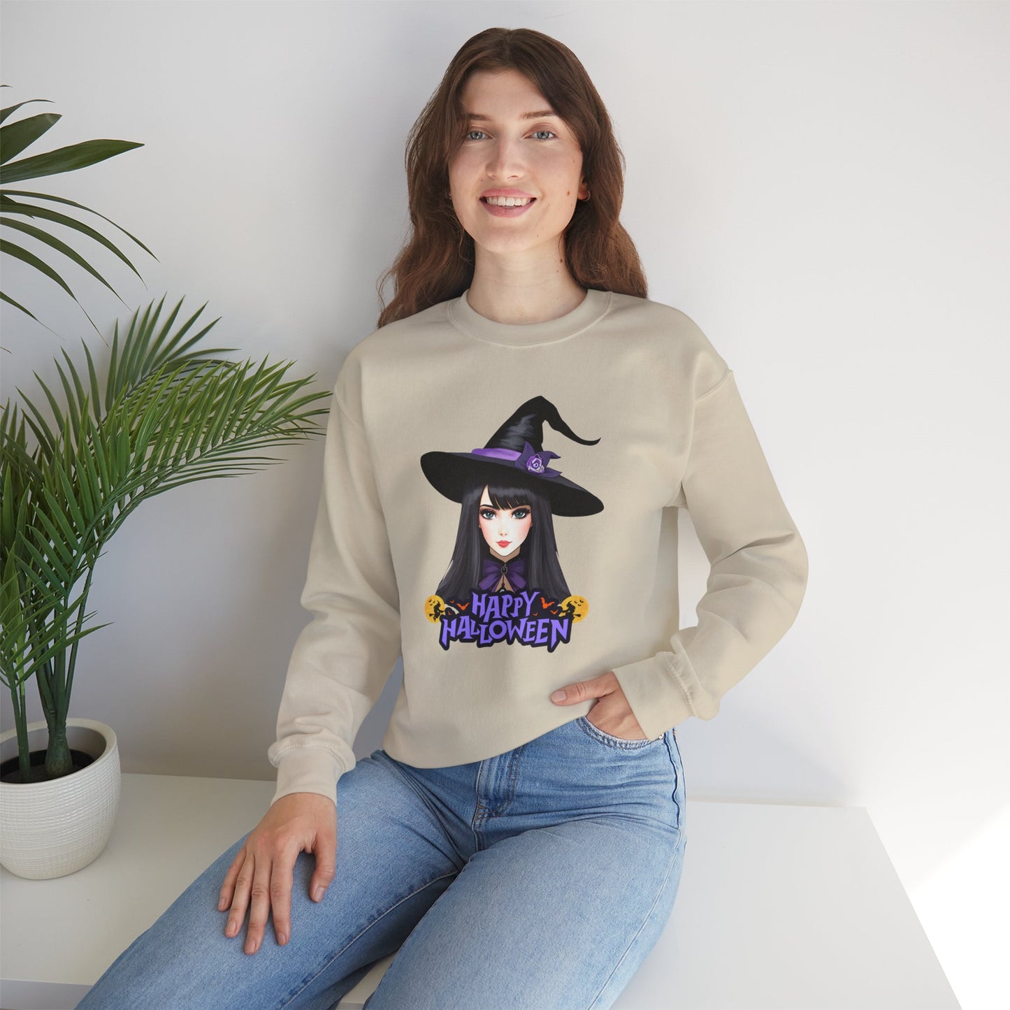 Happy Halloween, Witch - Unisex Heavy Blend™ Crewneck Sweatshirt