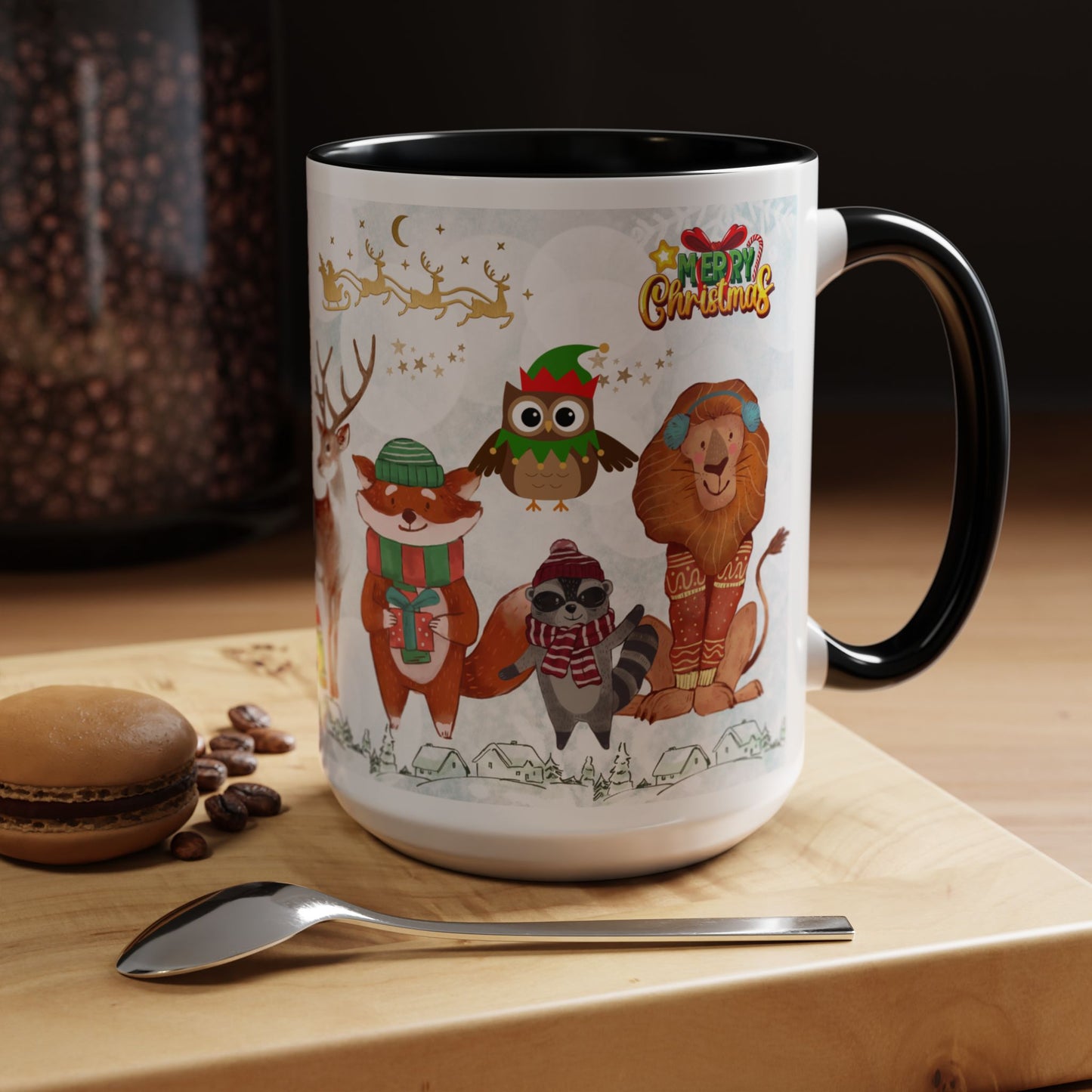 Merry Christmas, Animals - Accent Coffee Mug (11, 15oz)