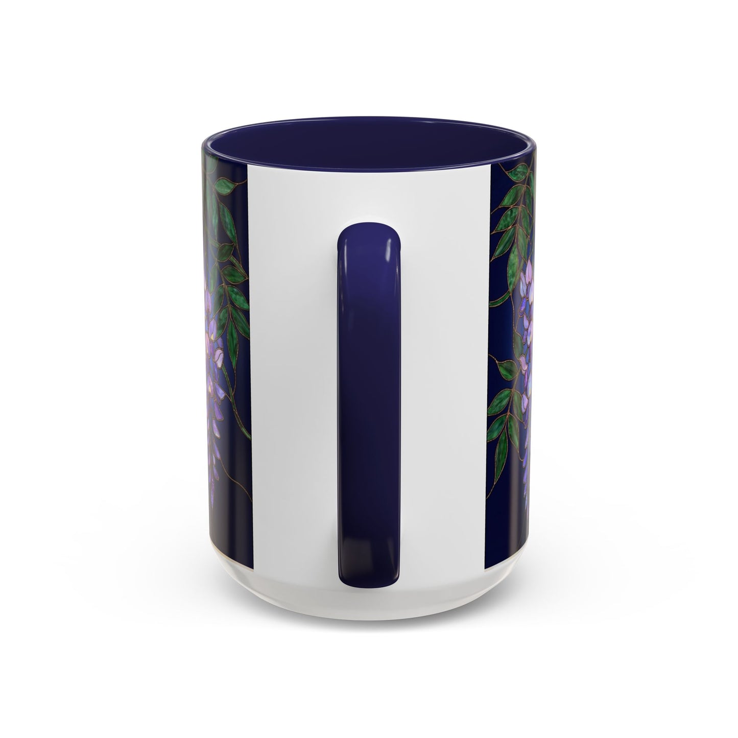 Wisteria Bloom Accent Coffee Mug — Stained Glass Design 11/15oz - 14589