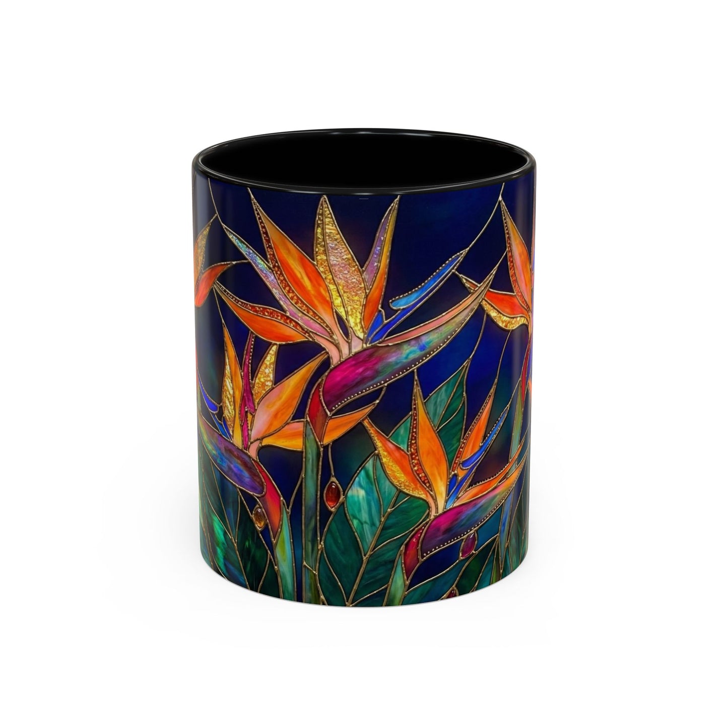 Bird of Paradise Floral Coffee Mug — Stained Glass Design 11/15oz - 14556