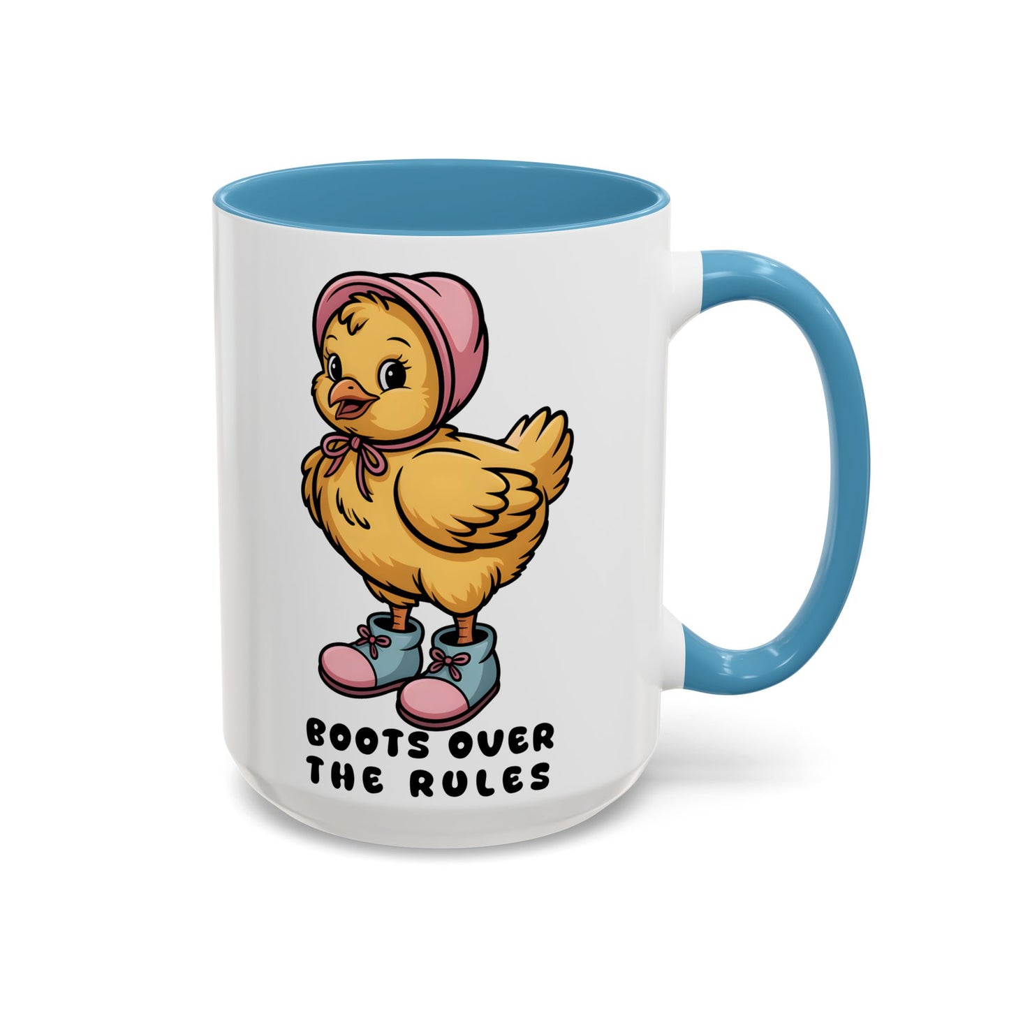 Boots Over The Rules Chick Mug – Cute Chicken Coffee Mug Funny Gift 11/15oz - 14862