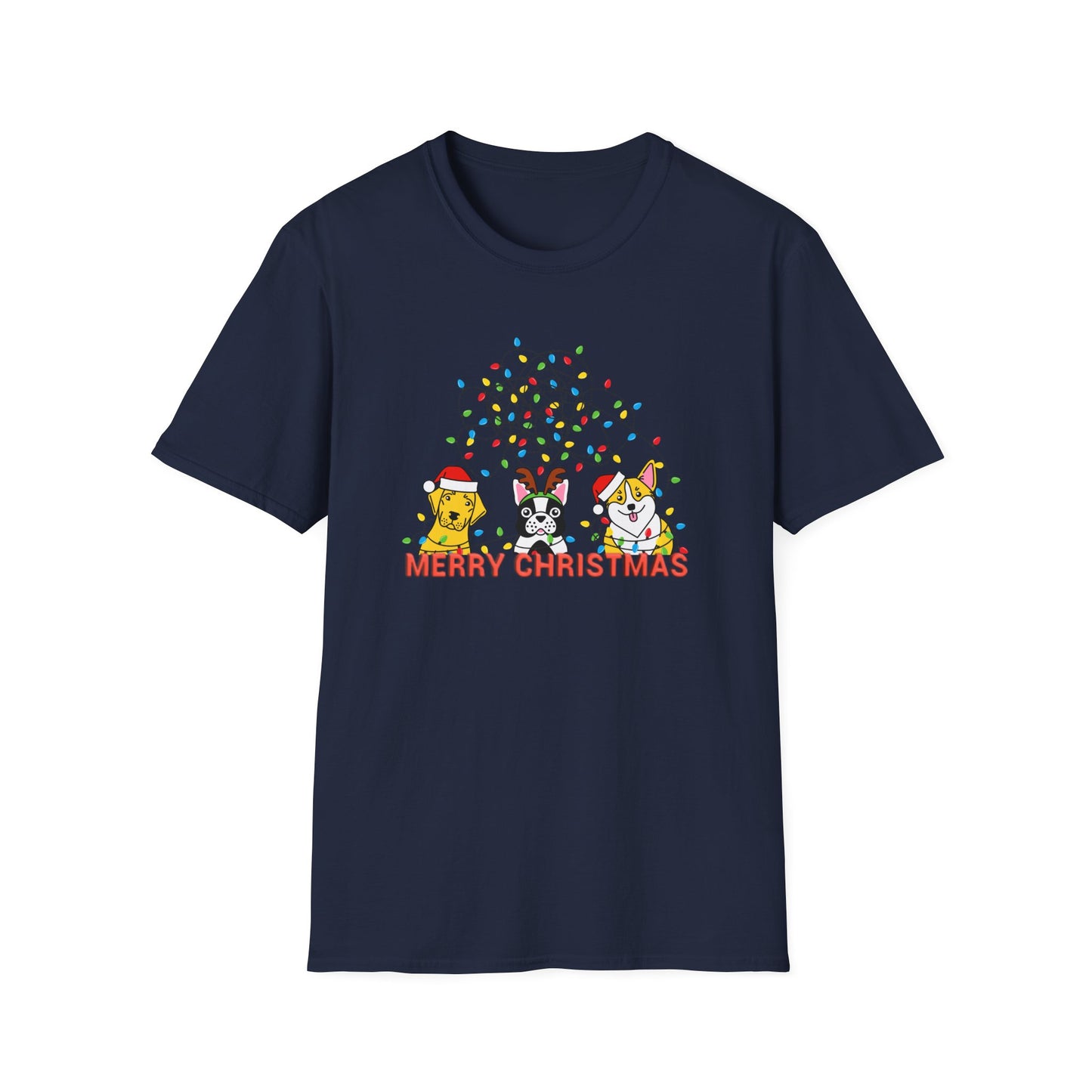 Dogs, Merry Christmas - Unisex Softstyle T-Shirt - 10204