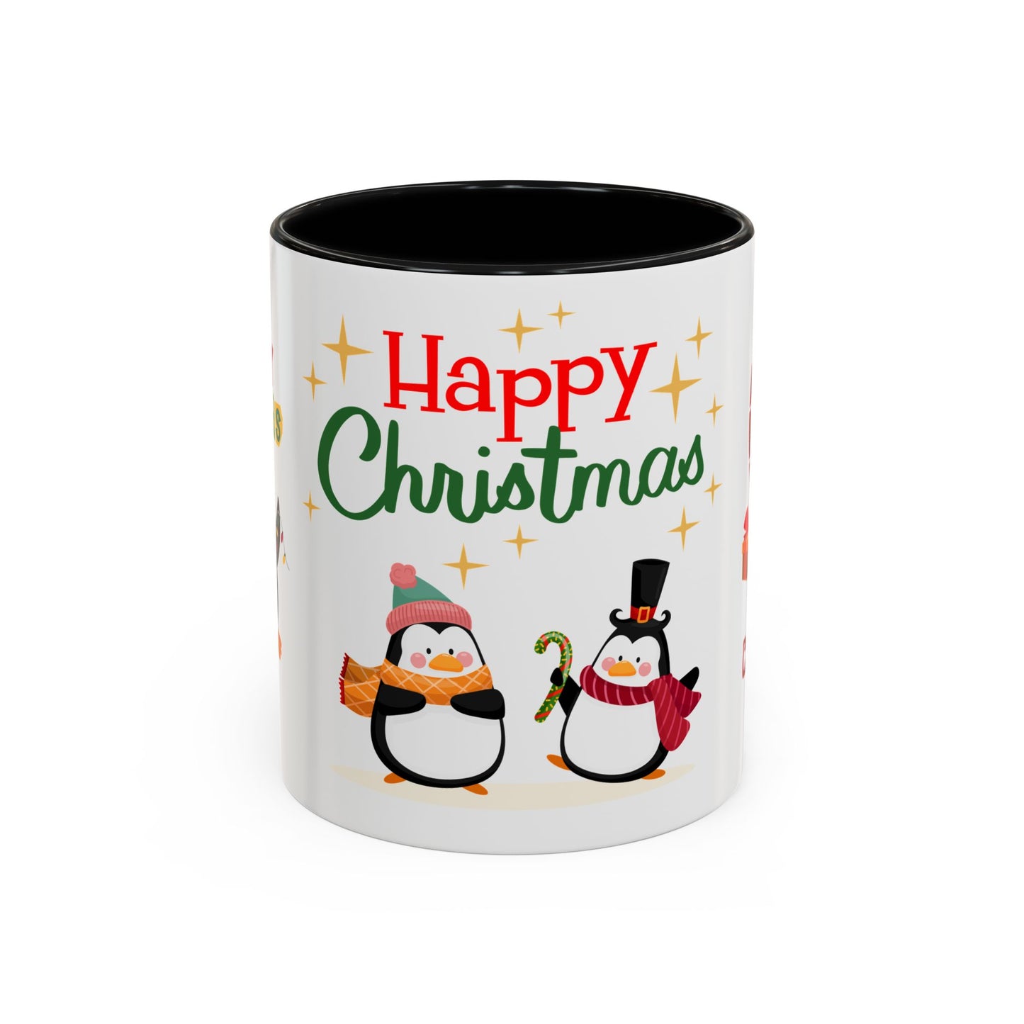 Penguins, Merry Christmas - Accent Coffee Mug (11, 15oz)