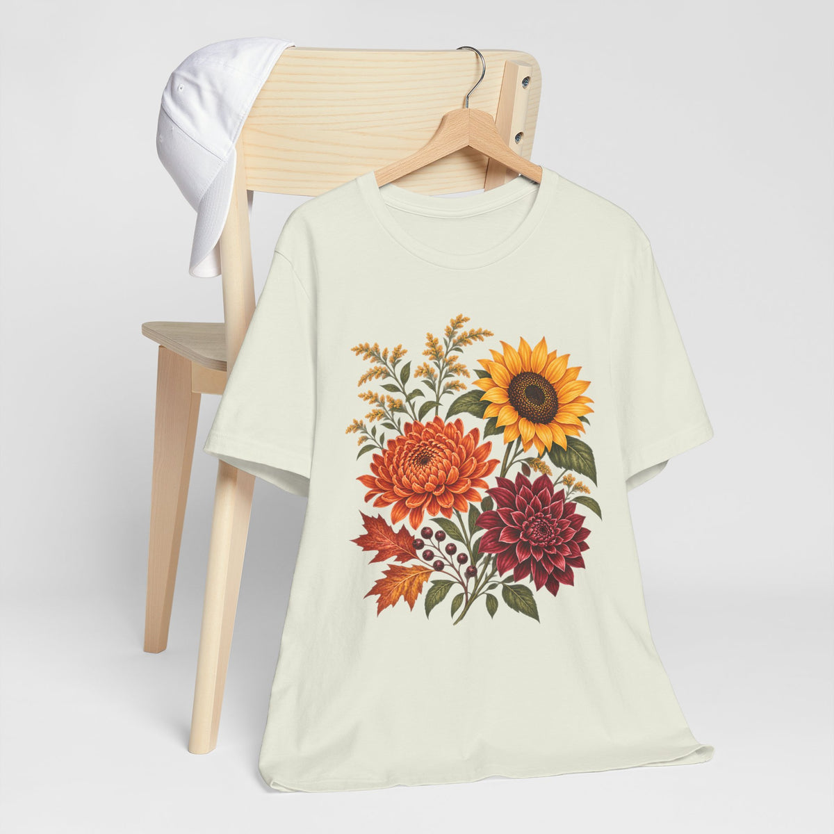 Autumn Wildflower Bouquet T-Shirt, Vintage Botanical Floral Tee - 14565