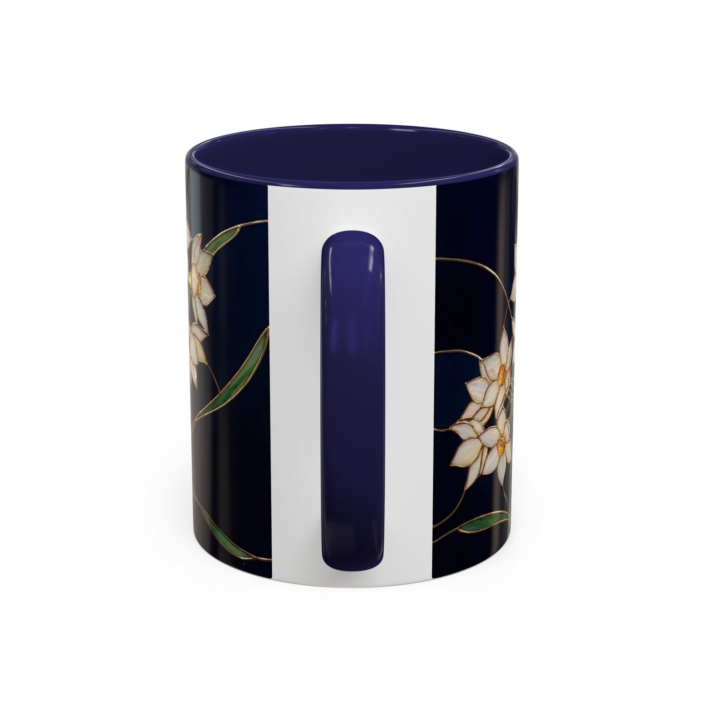 Narcissus Bloom Accent Coffee Mug — Stained Glass Design 11/15oz - 14597