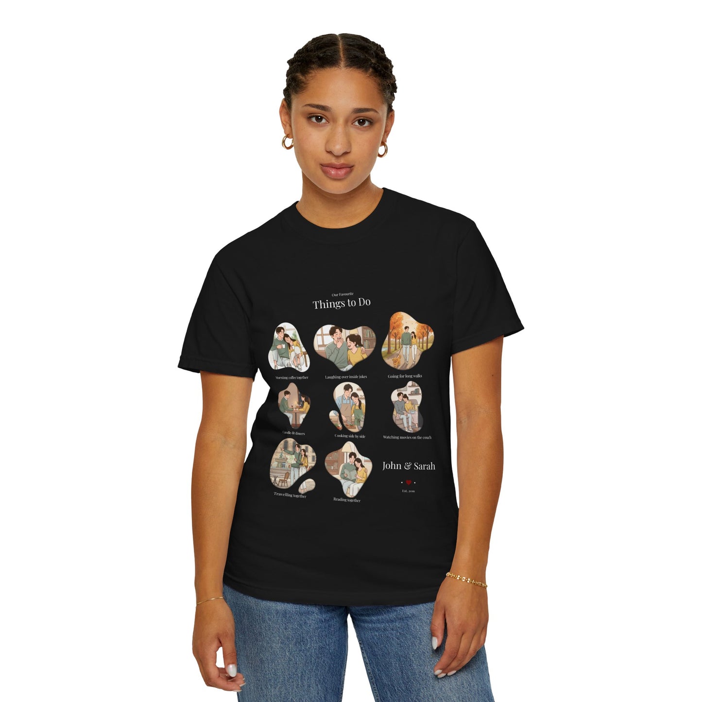 Our Favourite Things to Do Together – Personalised Valentine’s Illustration T-Shirt Gift - 14721