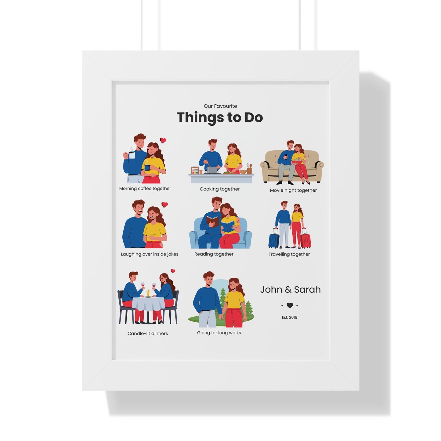 Framed Poster – “Our Favourite Things to Do” Personalized Couple Print | Valentine’s Gift - 14710