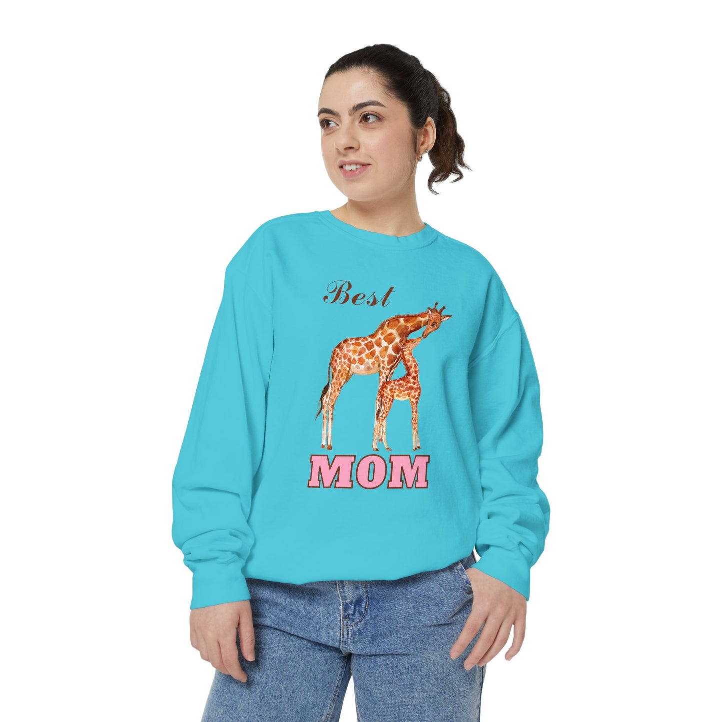 Best Mom Giraffe Design Unisex Garment-Dyed Sweatshirt - 11892