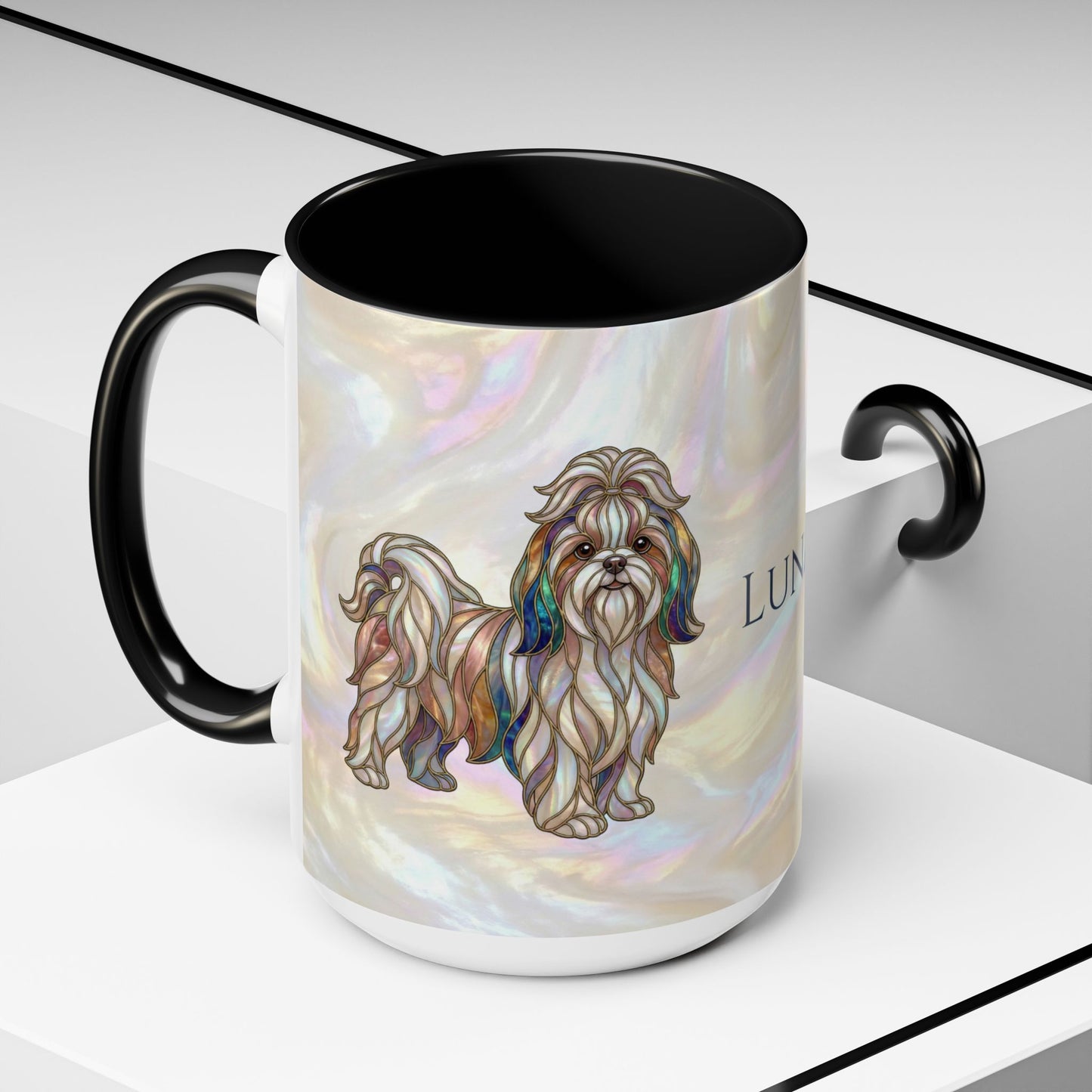 Shih Tzu Accent Coffee Mug – Stained Glass Design 11/15oz - 14647