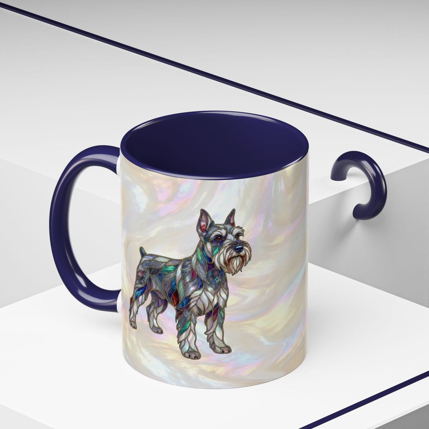 Schnauzer Accent Coffee Mug – Stained Glass Design 11/15oz - 14643