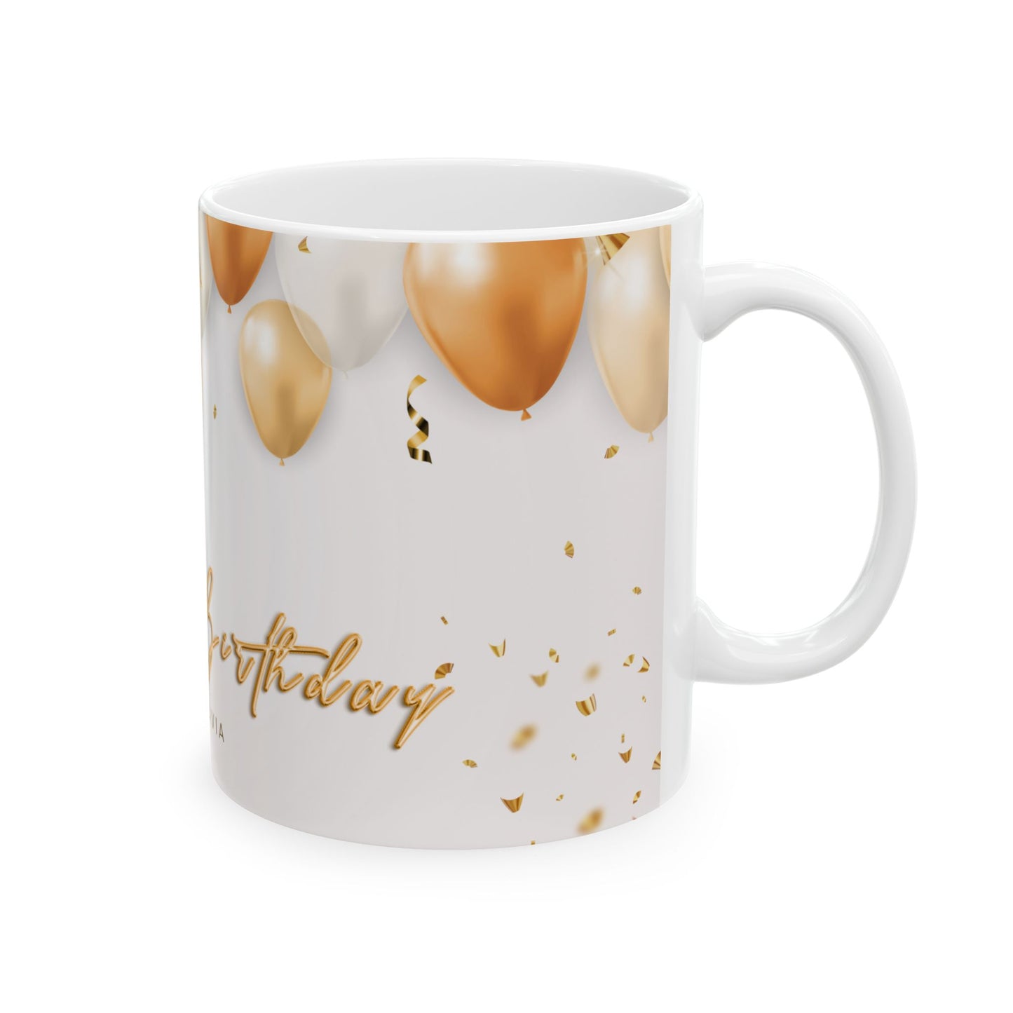 Birthday Celebration Ceramic Mug - Customizable Gift with Balloons, Perfect for Anniversaries, Parties, and Special Occasions - 13985