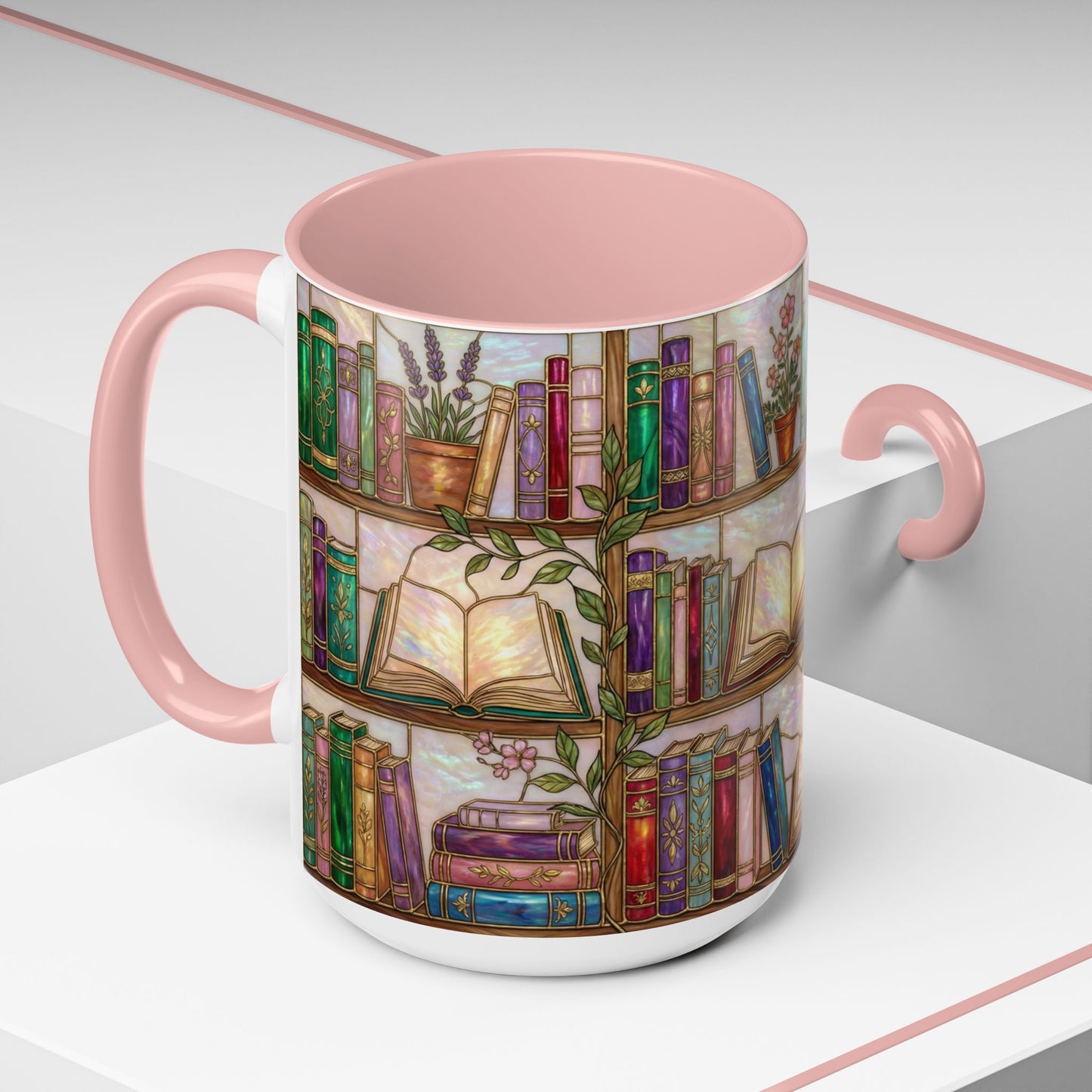 Bookish Accent Coffee Mug — Stained Glass Design (11/15 oz) - 14528