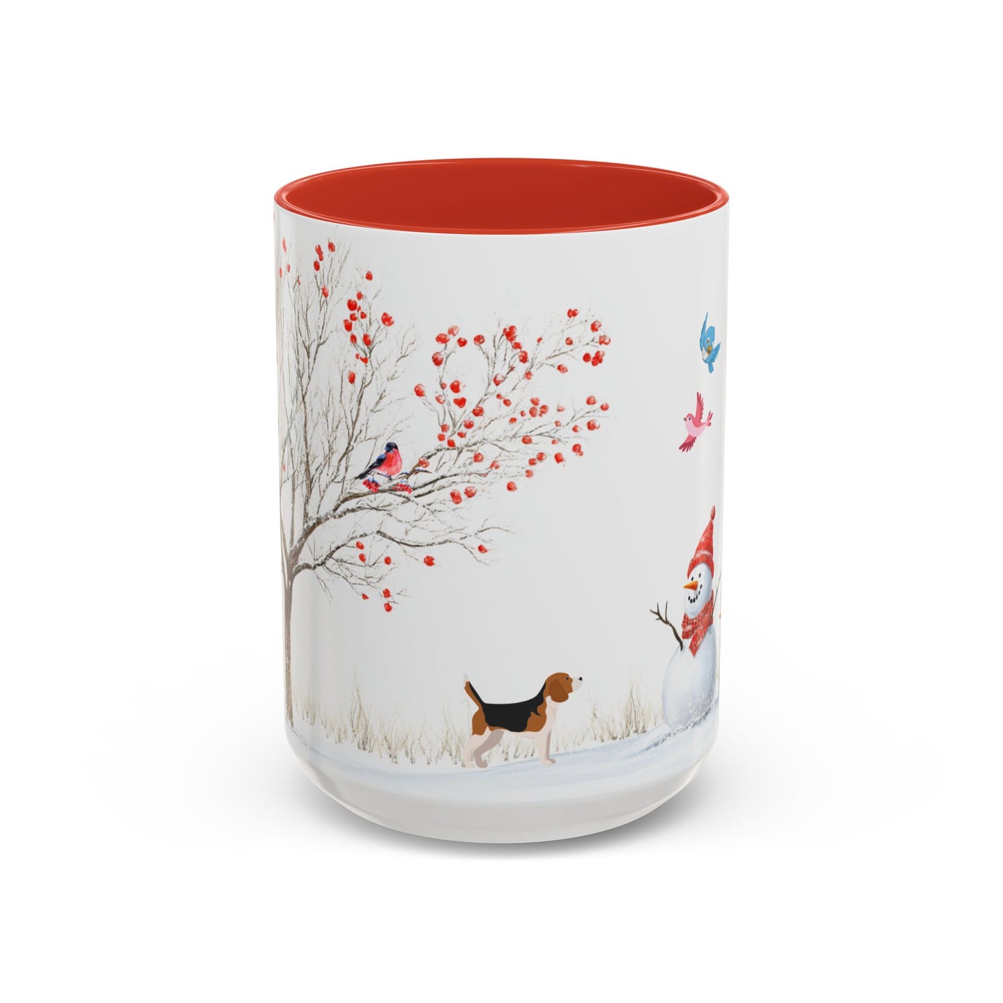 Winter Tree, Snowman & Puppy - Accent Coffee Mug (11, 15oz) - 10406