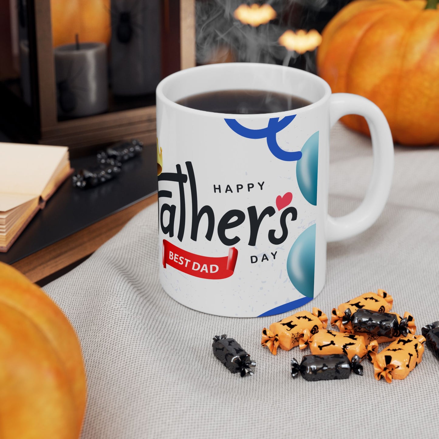 Father's Day Ceramic Mug, Best Dad Ever Gift, Cute Dad Coffee Cup, Blue Themed Dad Mug, Fun Father's Day Present - 14038