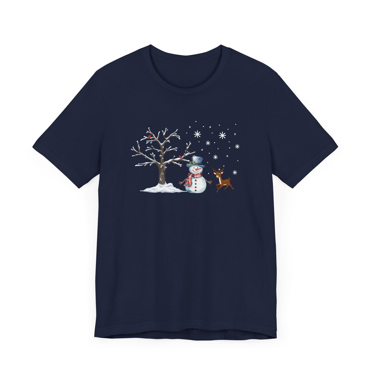 Snowman with Twinkle - Unisex Jersey Short Sleeve Tee