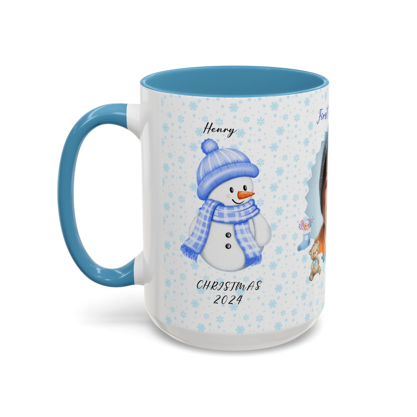 First Christmas, Baby boy, Customizable - Accent Coffee Mug (11, 15oz) - 10002