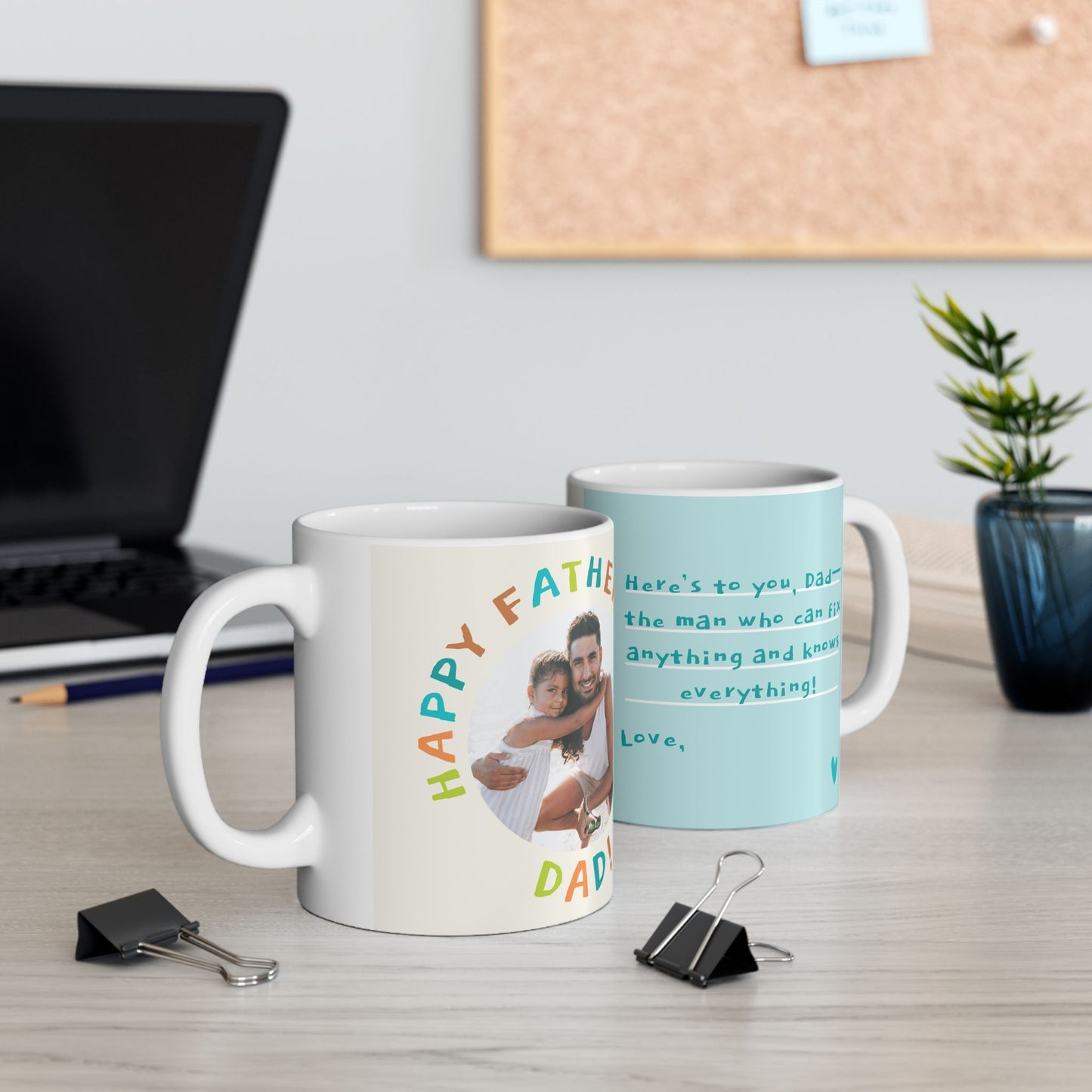 Personalized Father's Day Mug, Gift for Dad, Custom Ceramic Cup for Him, Coffee Lover Present, Heartfelt Message - 14032