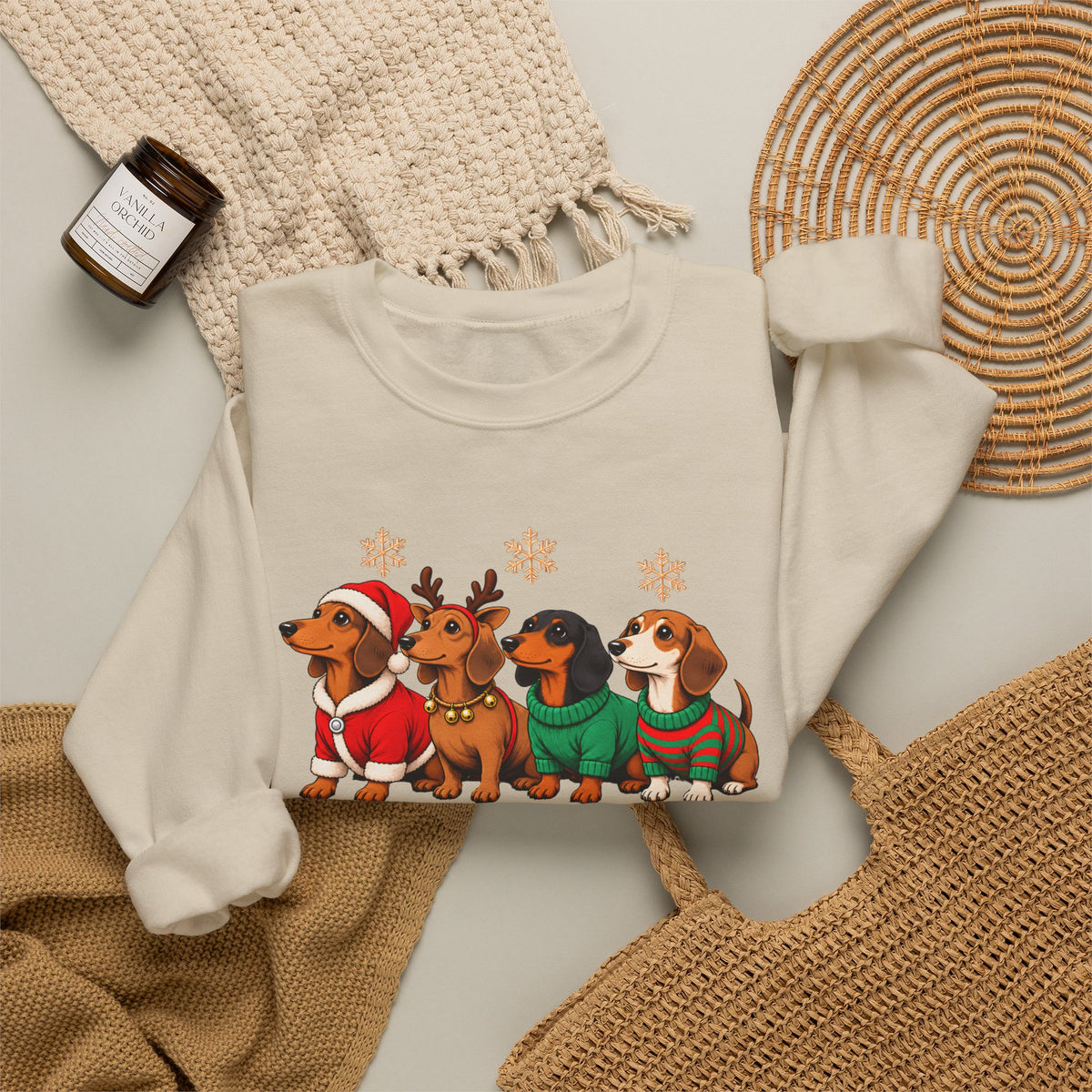 Dachshund Through the Snow Sweatshirt, Cute Christmas Dog Crewneck - 14566