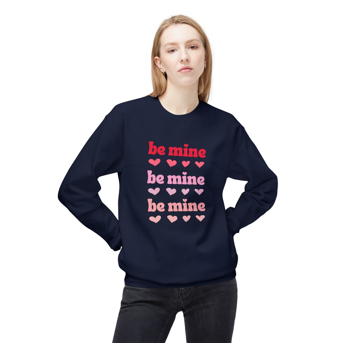Valentine's, Be Mine - Unisex Midweight Softstyle Fleece Crewneck Sweatshirt - 11428
