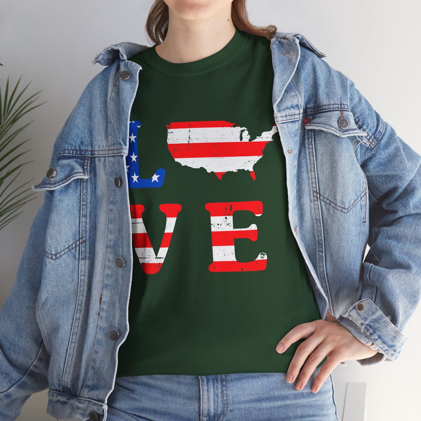 Patriotic Love Tee | Unisex Heavy Cotton T-Shirt, USA Love Shirt, 4th of July Gift, Casual Wear, Independence Day Apparel - 13696