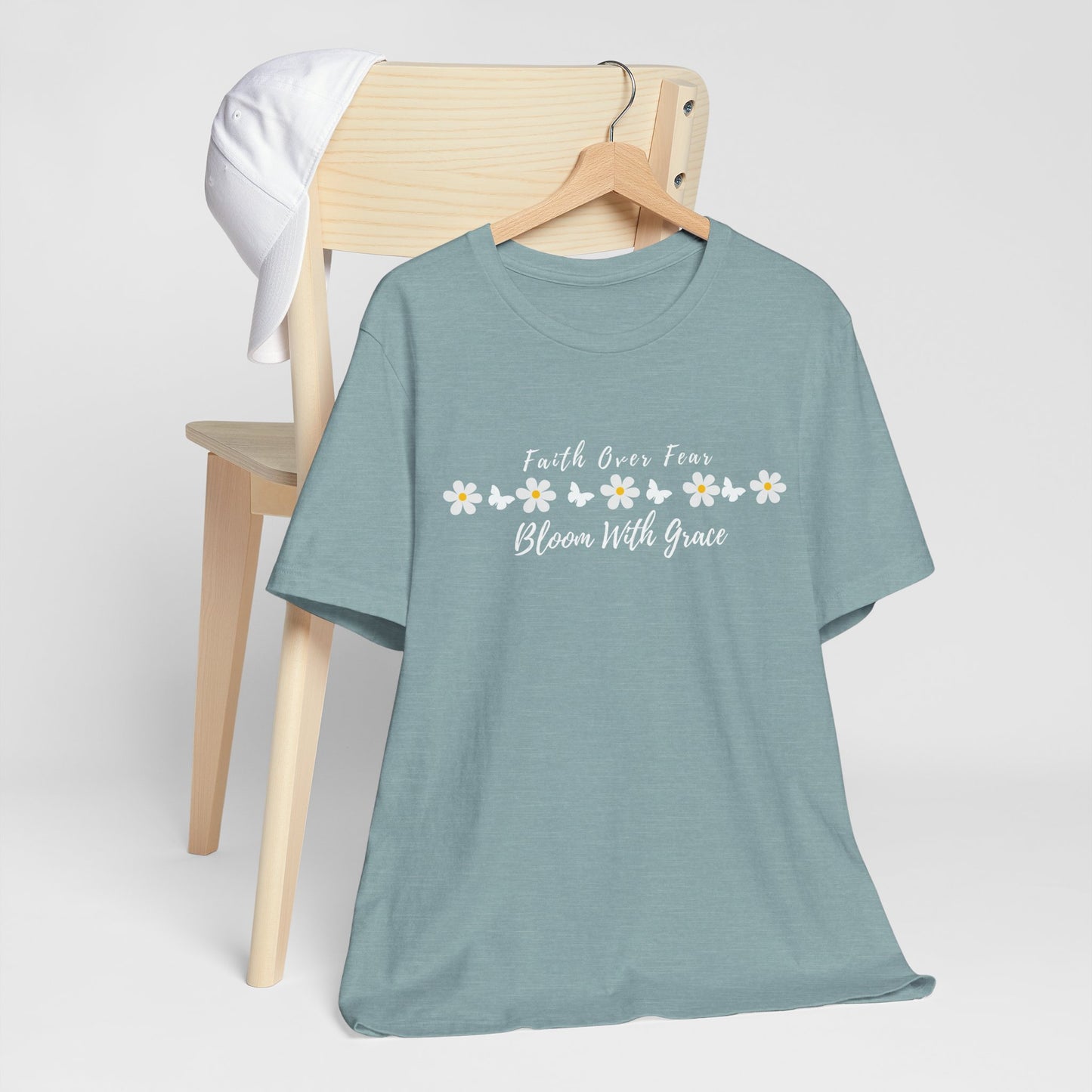 Bloom With Grace Daisy T‑Shirt — "Faith Over Fear" Floral Tee - 14949