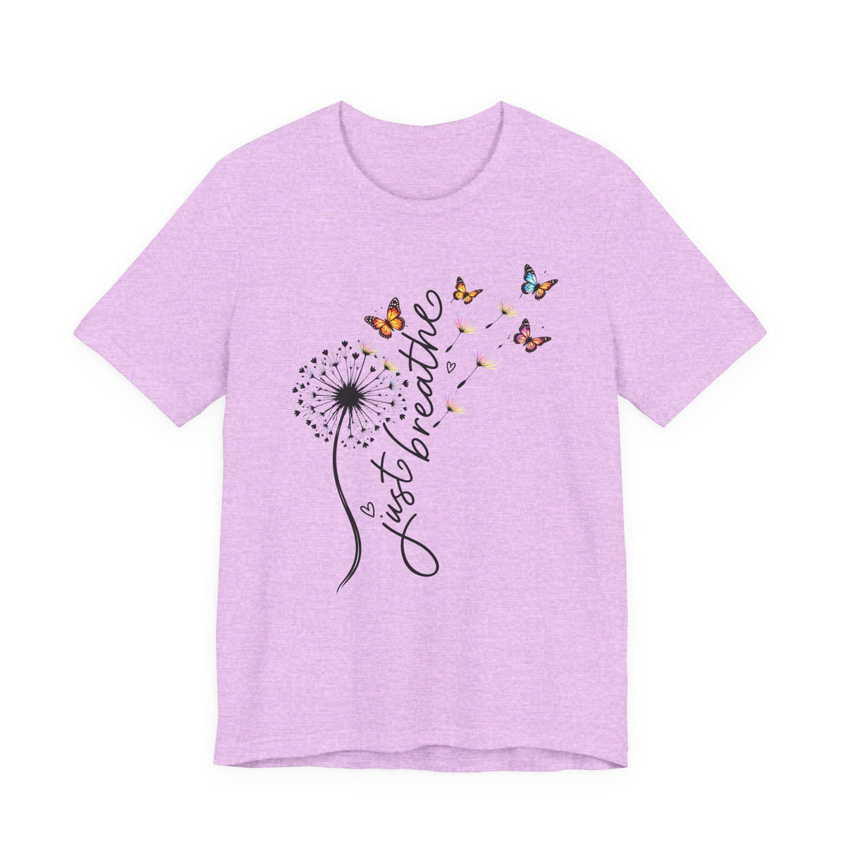 Just Breathe Dandelion T-Shirt,  Butterfly Inspirational Tee - 14519