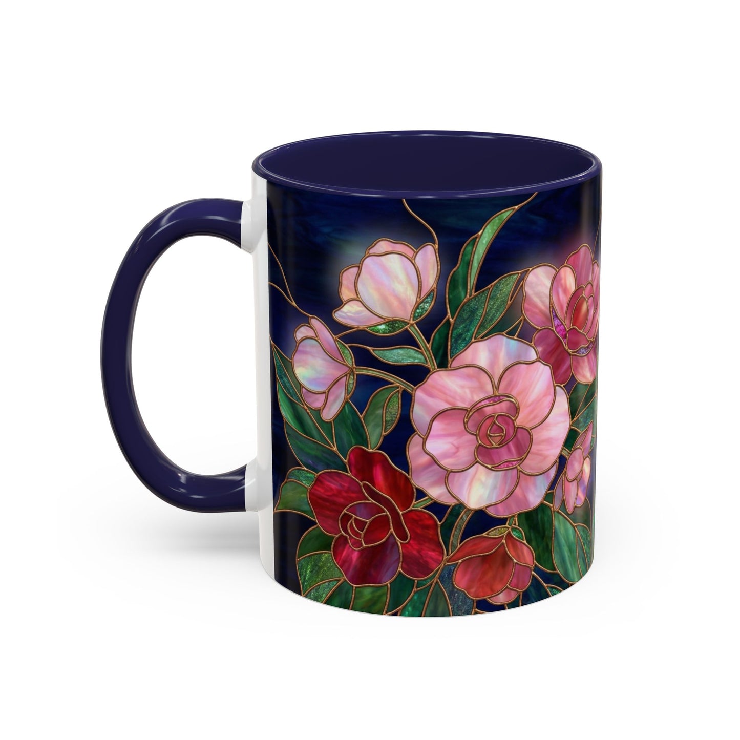 Begonia Floral Accent Coffee Mug – Stained Glass Design 11/15oz - 14555
