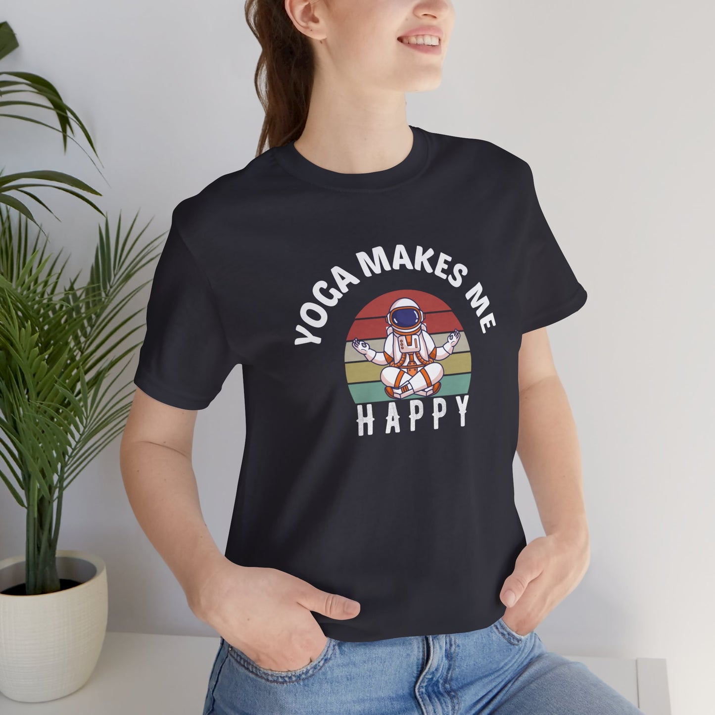 Yoga Makes Me Happy - Unisex Jersey Short Sleeve Tee