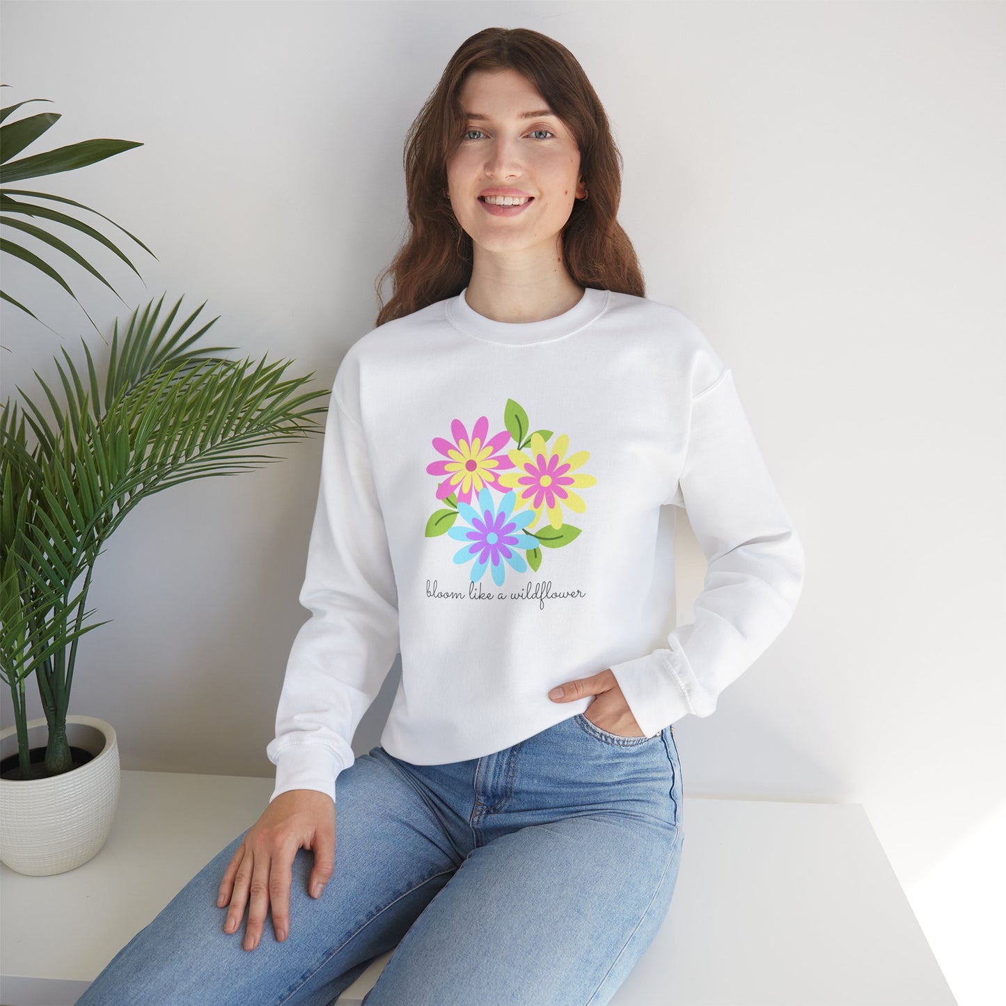 Bright Flower Unisex Heavy Blend™ Crewneck Sweatshirt