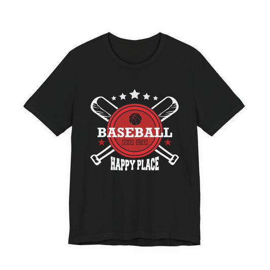 Baseball: Happy Place - Unisex Jersey Short Sleeve Tee - 13912
