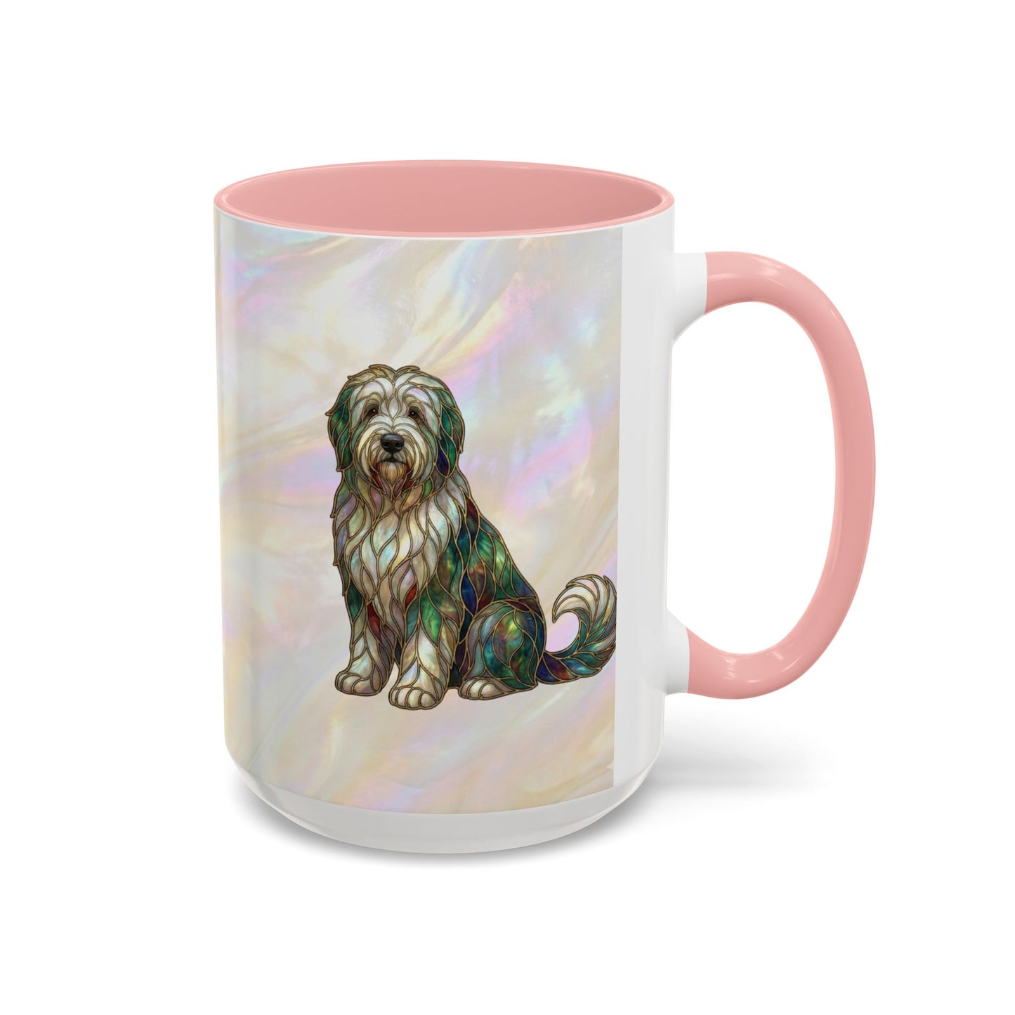 English Sheepdog Accent Coffee Mug -Stained Glass Style (11/15oz) - 14631