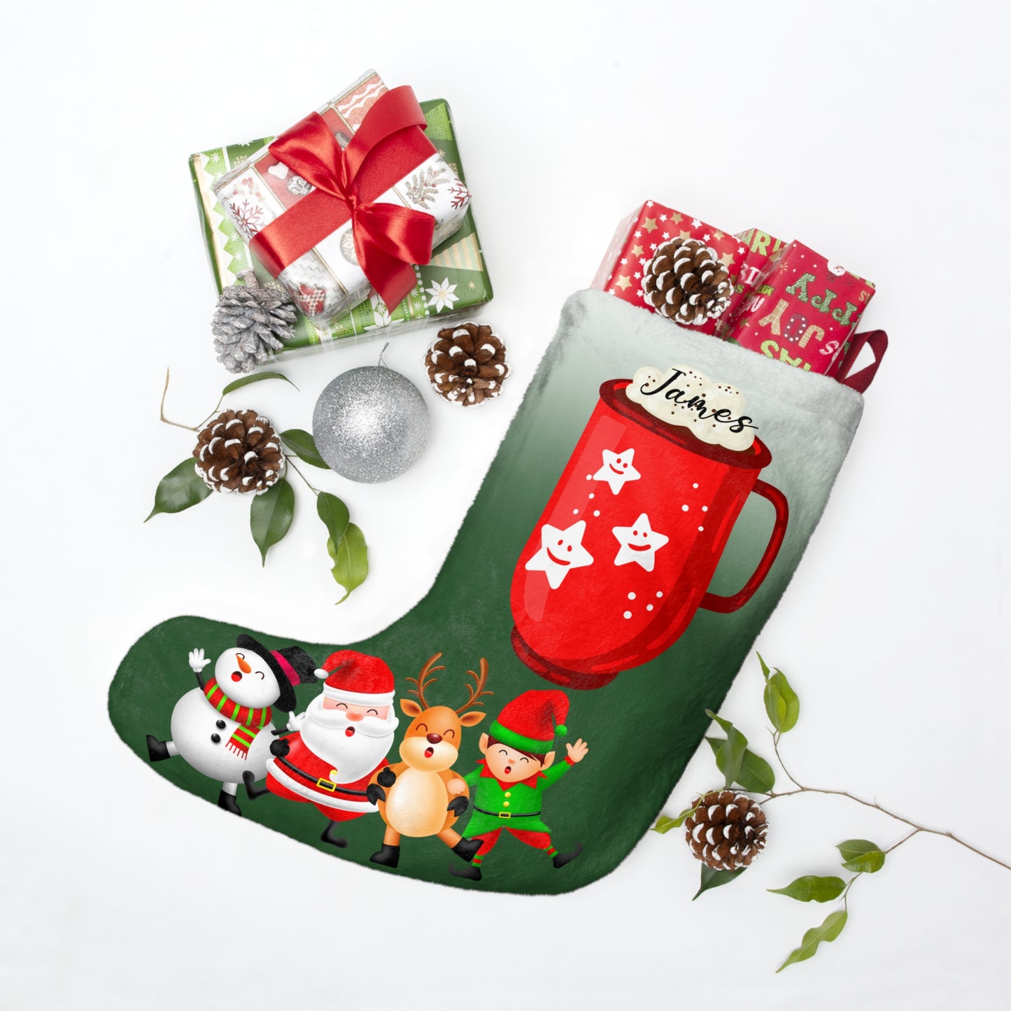 James, Hot Drinks, Customizable - Christmas Stockings - 10207