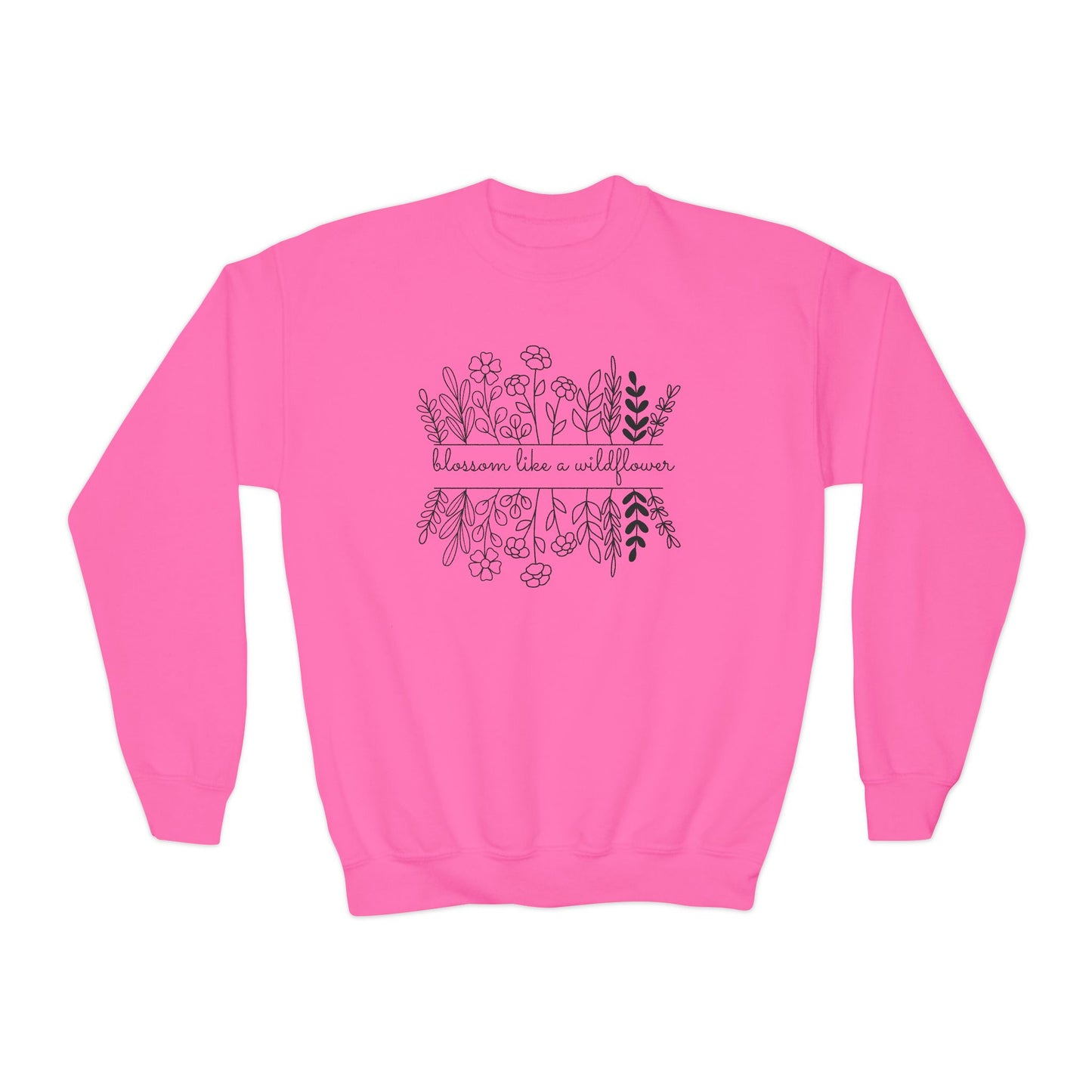 Blossom Like A Wildflower - Youth Crewneck Sweatshirt - 10128