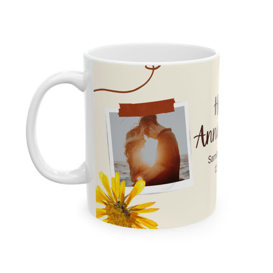 Happy Anniversary, Couple's Photos, Customizable - Ceramic Mug, (11oz, 15oz) - 11047