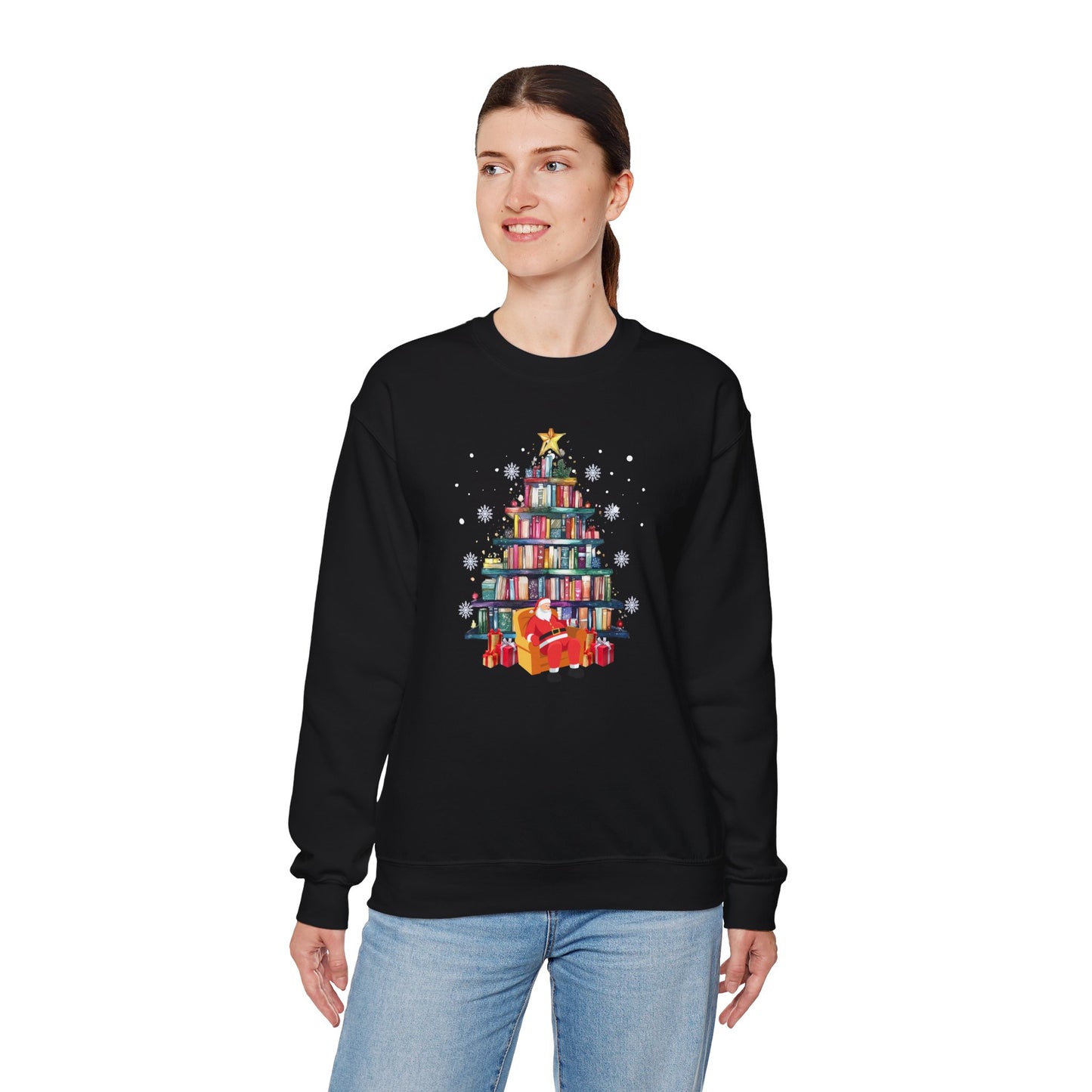 The Book Lover's Christmas Tree - Unisex Heavy Blend™ Crewneck Sweatshirt