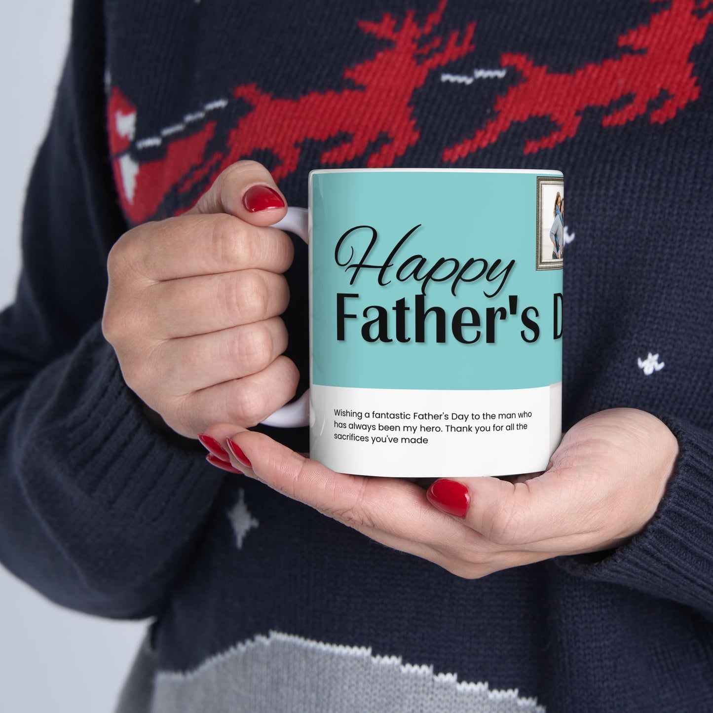 Happy Father's Day Ceramic Mug, Photo Customizable - 11oz and 15oz - 12902