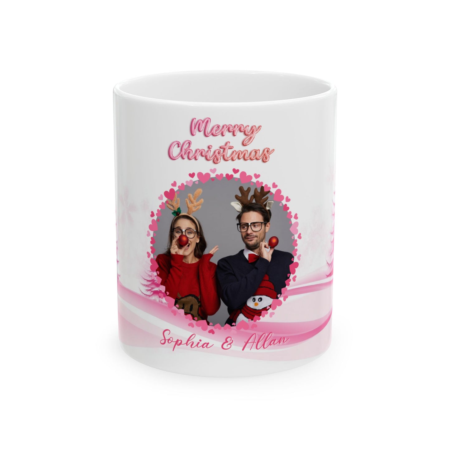 Sophia & Allan, Merry Christmas, For Couple, Customizable -  Ceramic Mug, (11oz, 15oz) - 10151