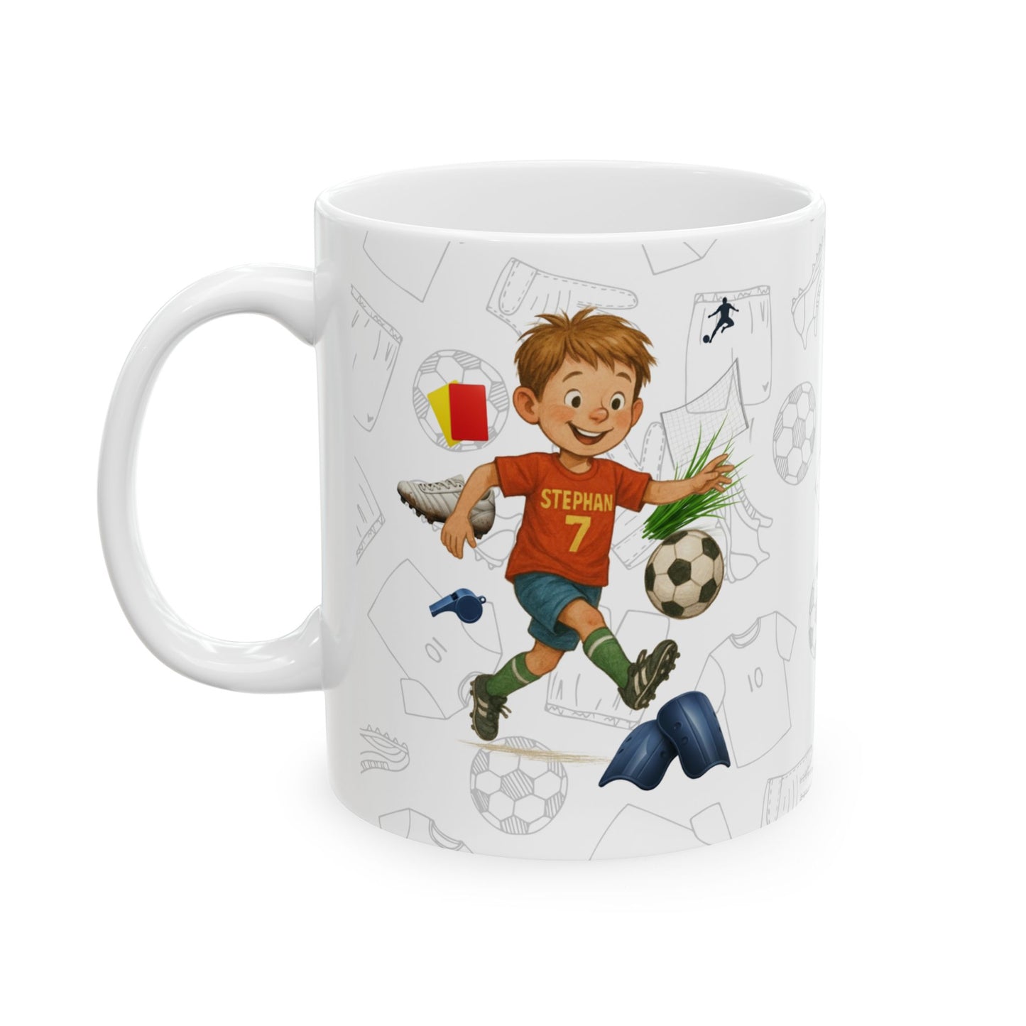Happy Birthday Stephan!, Personalized, 7th, Soccer-Themed Ceramic Mug for Sports Lovers, Celebrate Birthdays, Goal Scoring Gifts - 14215