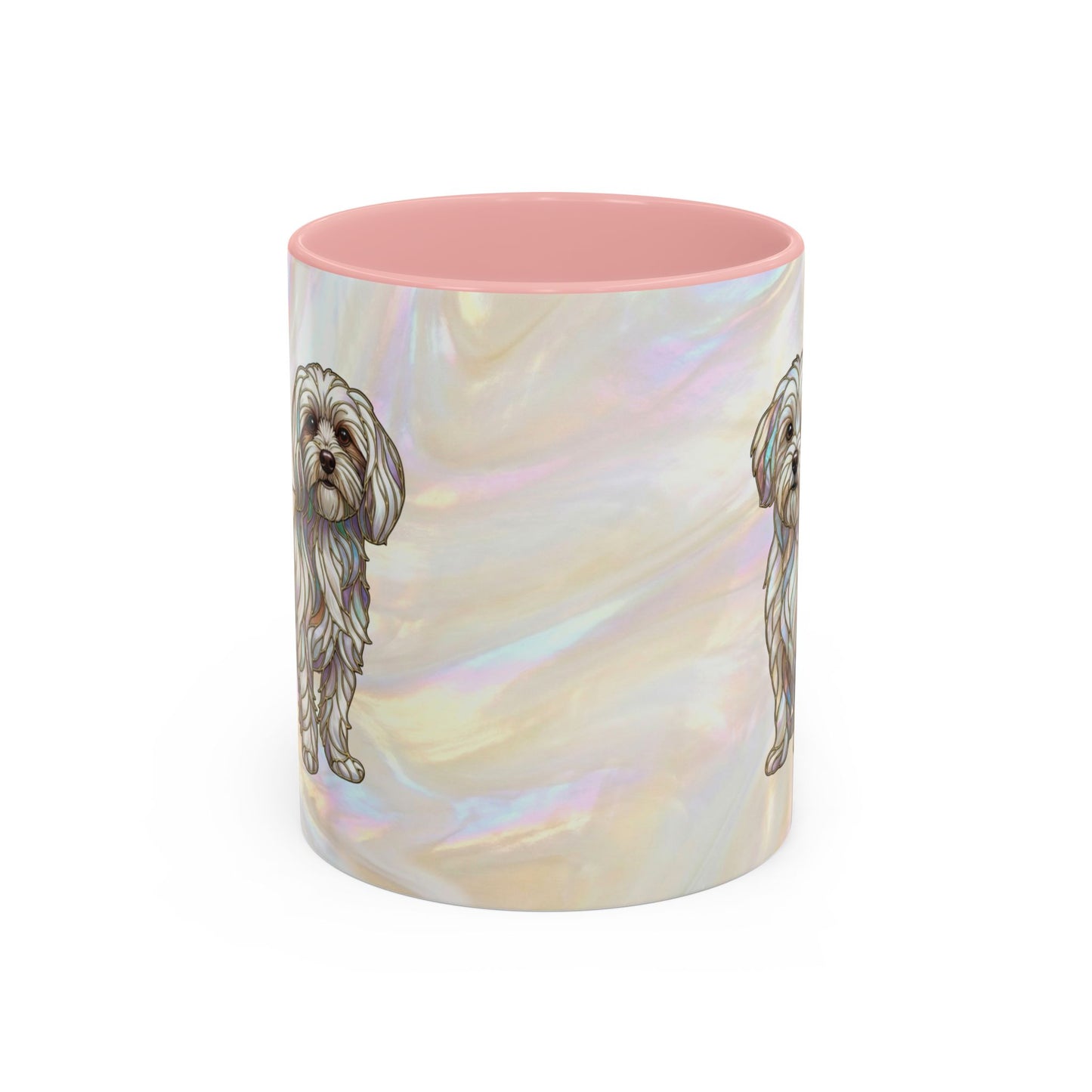 Maltese Dog Accent Coffee Mug – Stained Glass Design 11/15oz - 14642