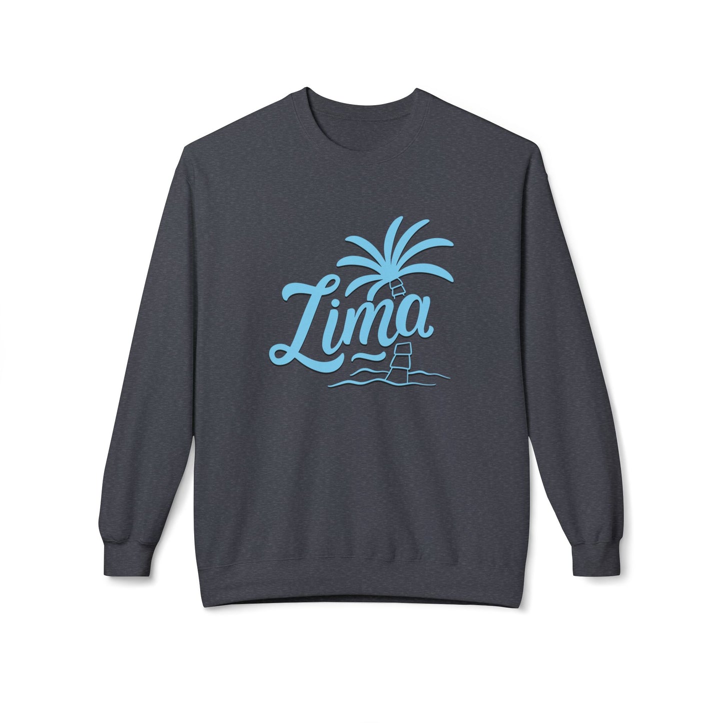 Lima, Palm Tree Crewneck Sweatshirt - Cozy Unisex Midweight Fleece for Relaxed Living - 12128