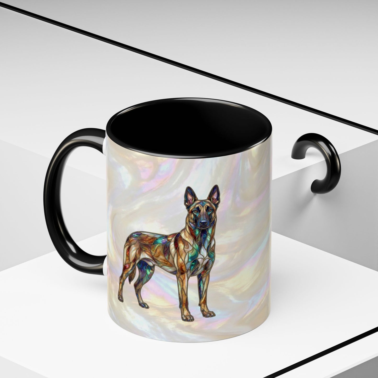 Belgian Malinois Accent Coffee Mug - Stained Glass Design 11oz & 15oz - 14616